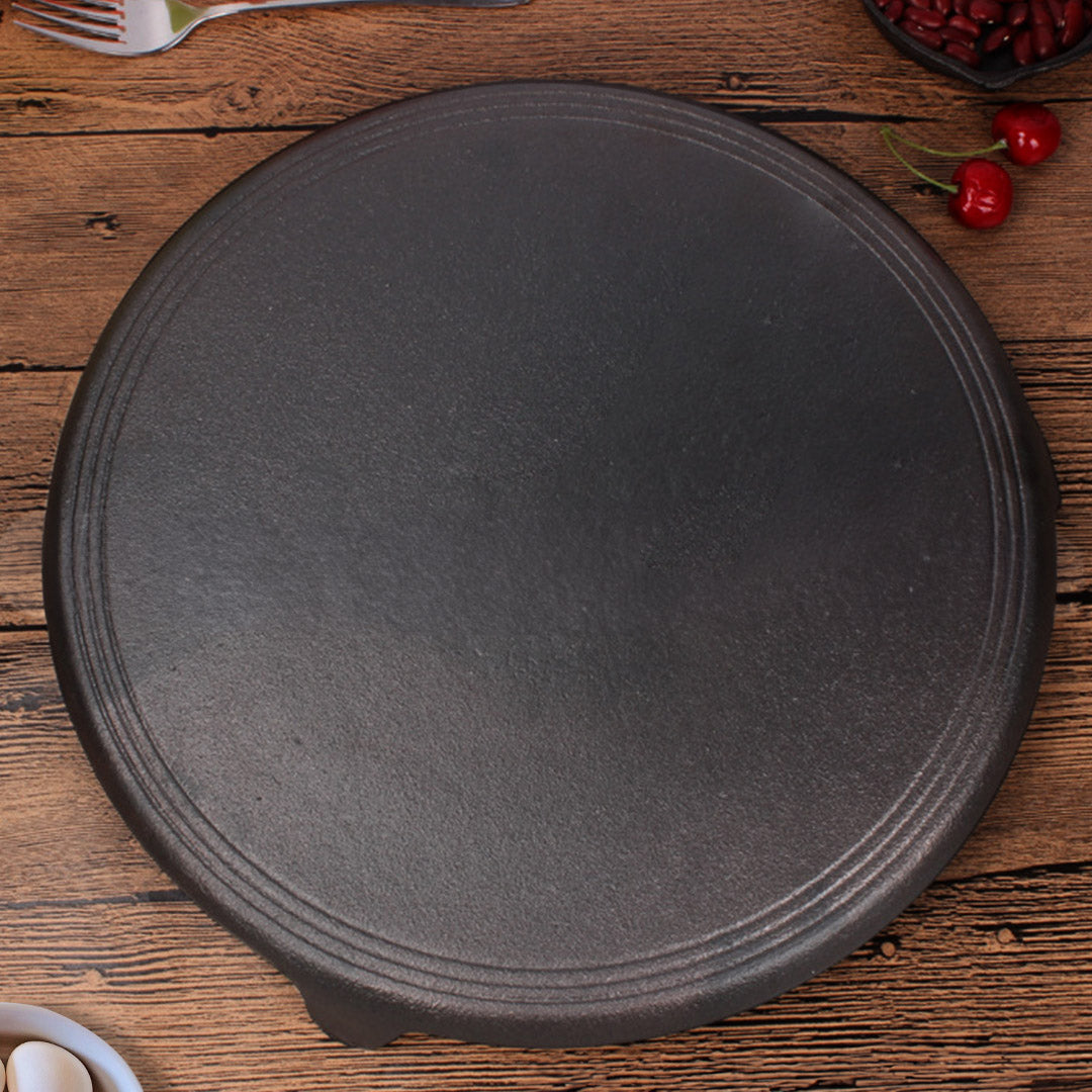 SOGA 2X 33CM Reversible Round Cast Iron Induction Crepes Pan Baking Cookie Pancake Pizza Bakeware - Cafe Supply
