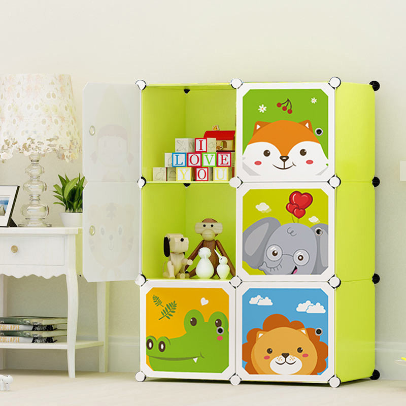 SOGA 6 Cubes Animal Design Portable Wardrobe Divide-Grid Modular Storage Organiser Foldable Closet - Cafe Supply