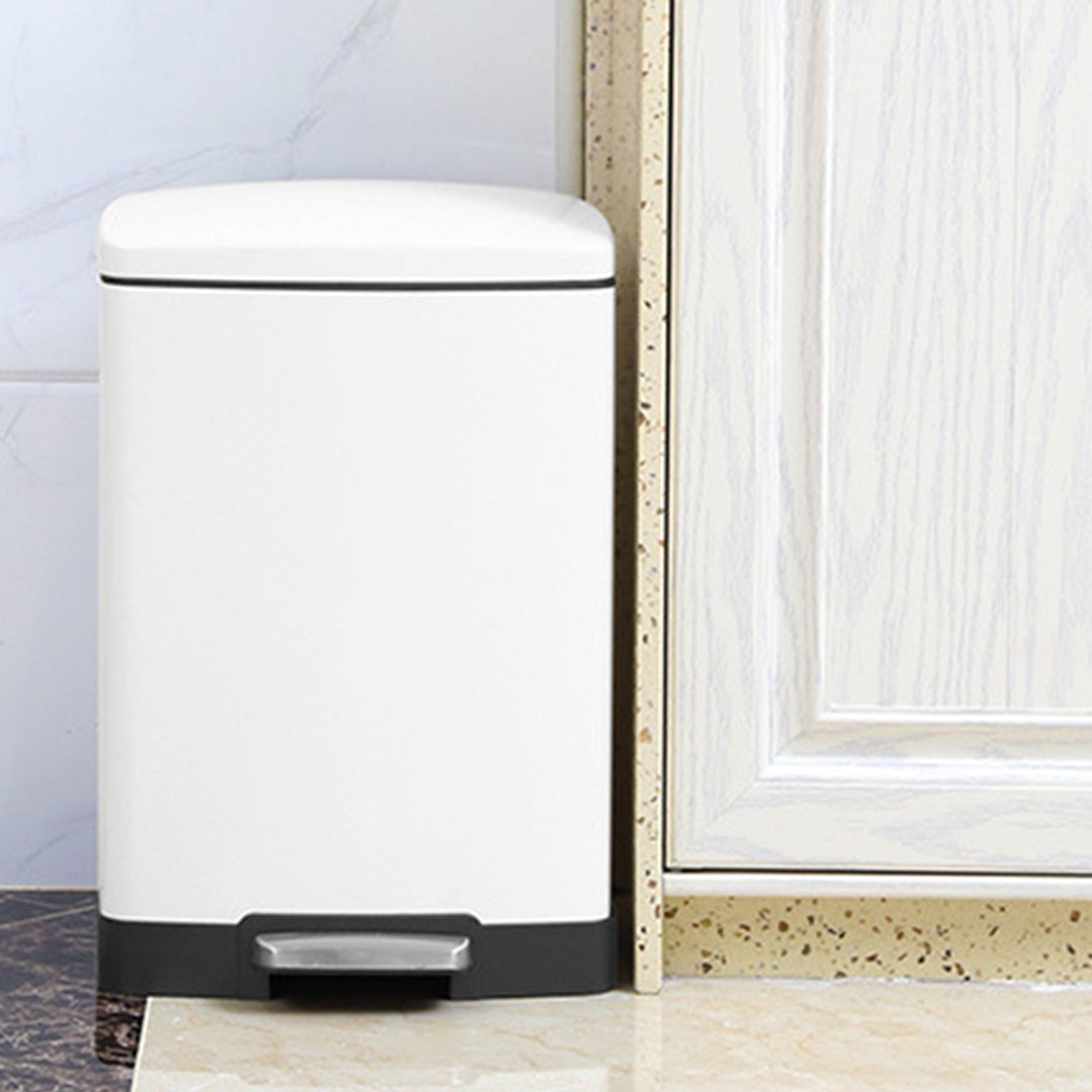 SOGA 2X Foot Pedal Stainless Steel Rubbish Recycling Garbage Waste Trash Bin Rectangular Shape 12L White - Cafe Supply
