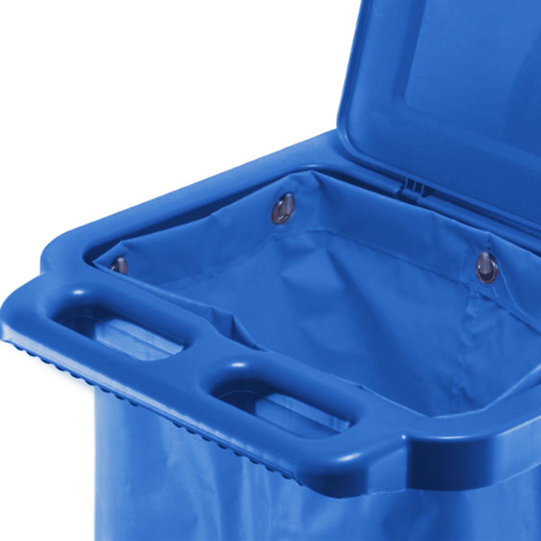 SOGA 2X 3 Tier Multifunction Janitor Cleaning Waste Cart Trolley and Waterproof Bag with Lid Blue - Cafe Supply