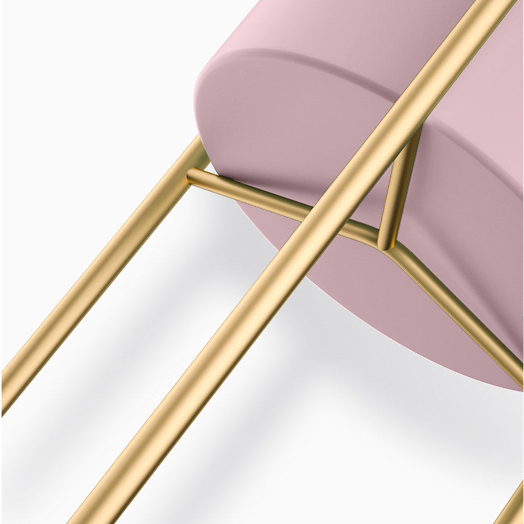 SOGA 2X 2 Layer 42cm Gold Metal Plant Stand with Pink Flower Pot Holder Corner Shelving Rack Indoor Display - Cafe Supply