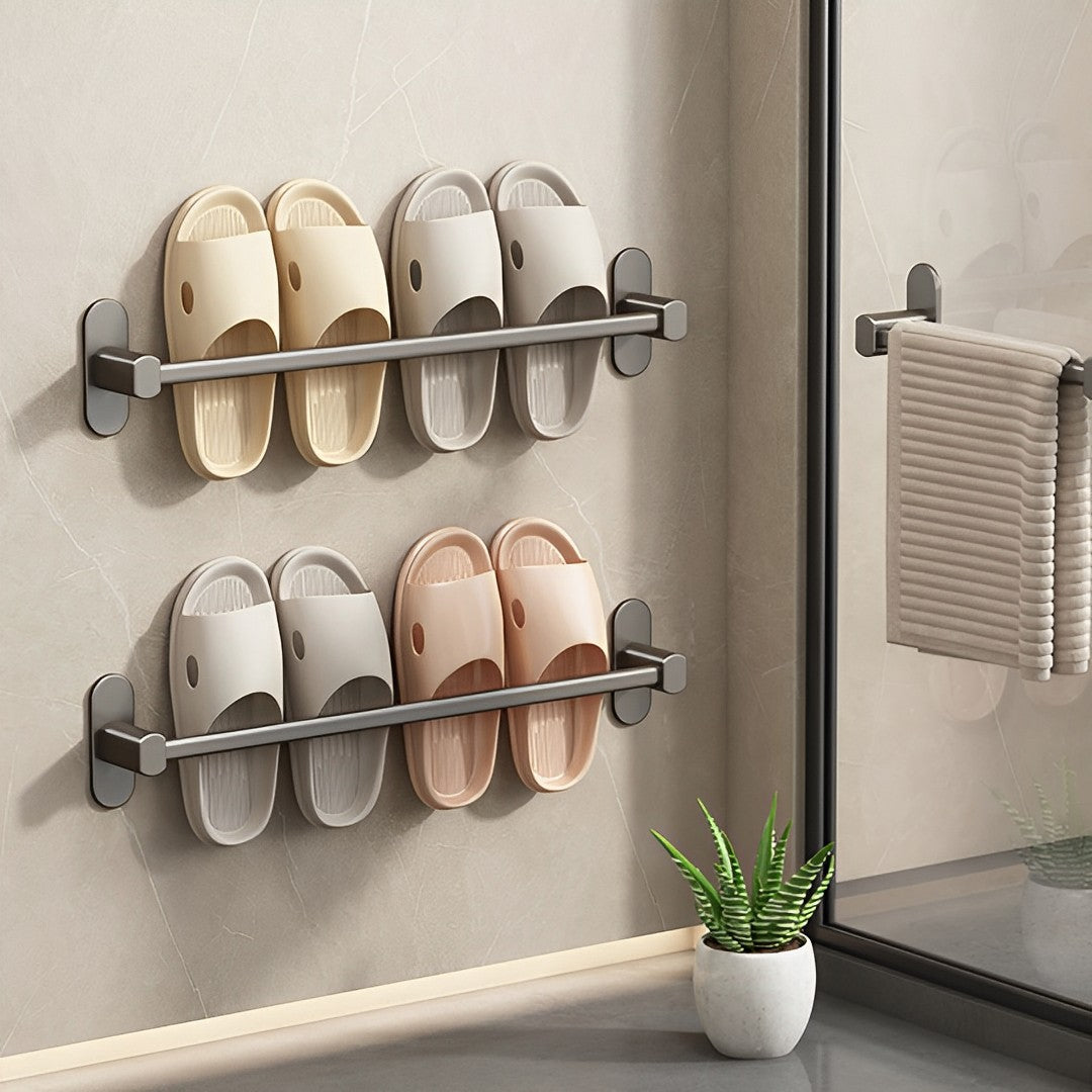 SOGA 2X 49cm Wall-Mounted Slipper Organiser Adhesive Storage Space-Saving Wall Rack - Cafe Supply