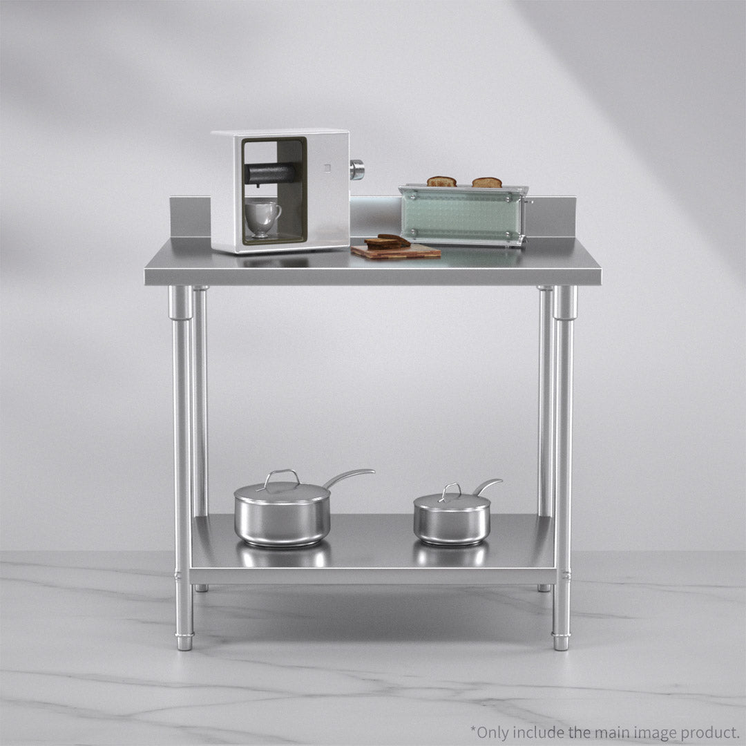 SOGA Commercial Catering Kitchen Stainless Steel Prep Work Bench Table with Back-splash 100*70*85cm - Cafe Supply
