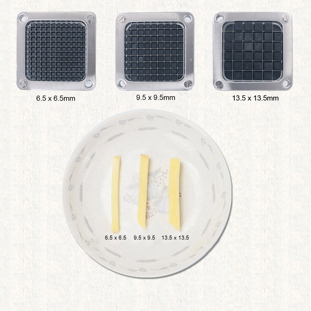 SOGA Stainless Steel Potato Cutter Commercial-Grade French Fry and Fruit/Vegetable Slicer with 3 Blades - Cafe Supply