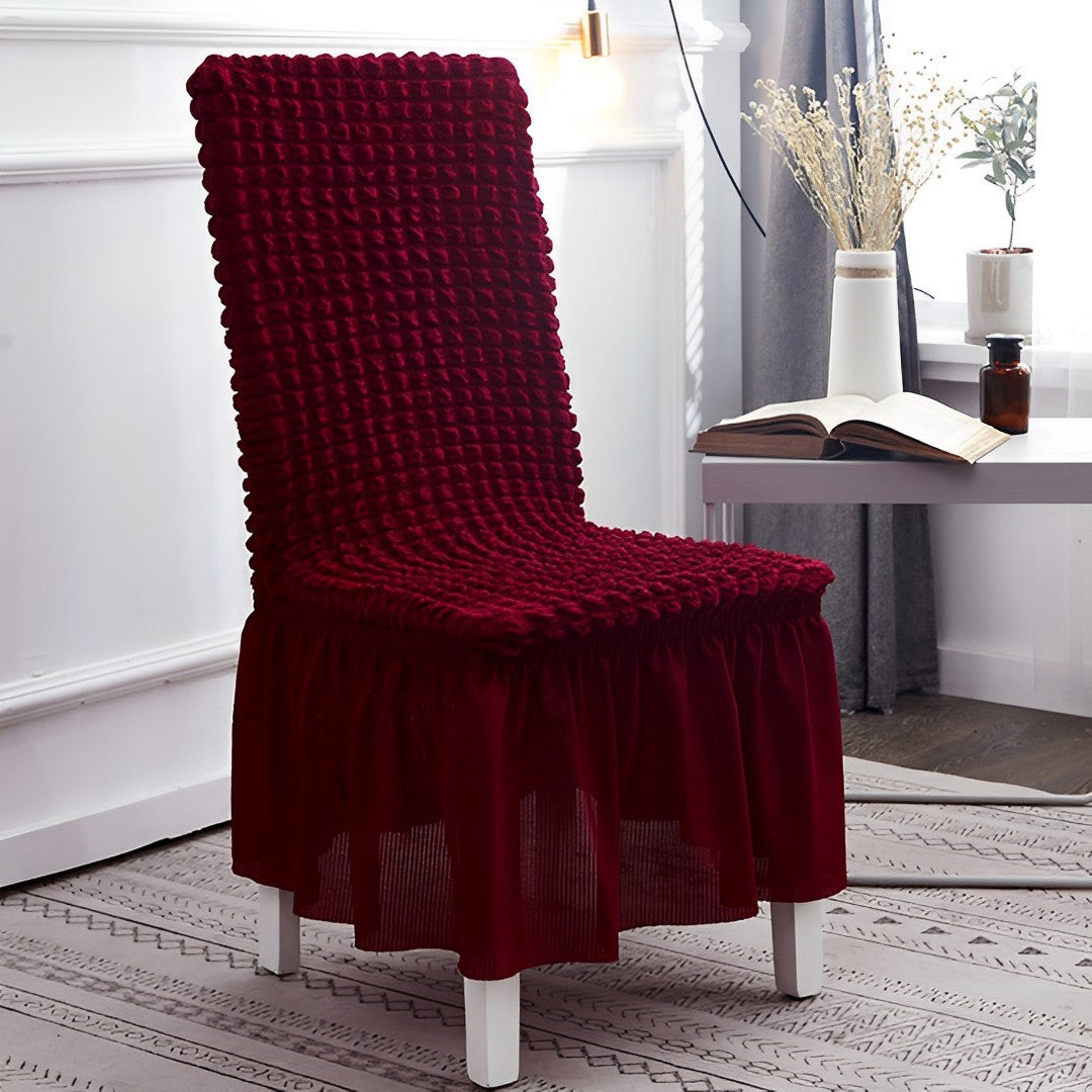 SOGA Burgundy Chair Cover Seat Protector with Ruffle Skirt Stretch Slipcover Wedding Party Home Decor - Cafe Supply
