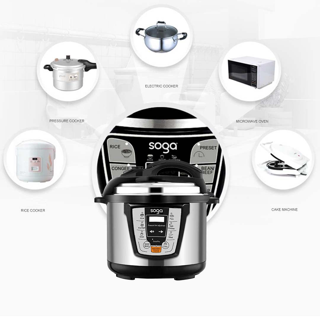 SOGA 2X Electric Stainless Steel Pressure Cooker 10L 1600W Multicooker 16 - Cafe Supply