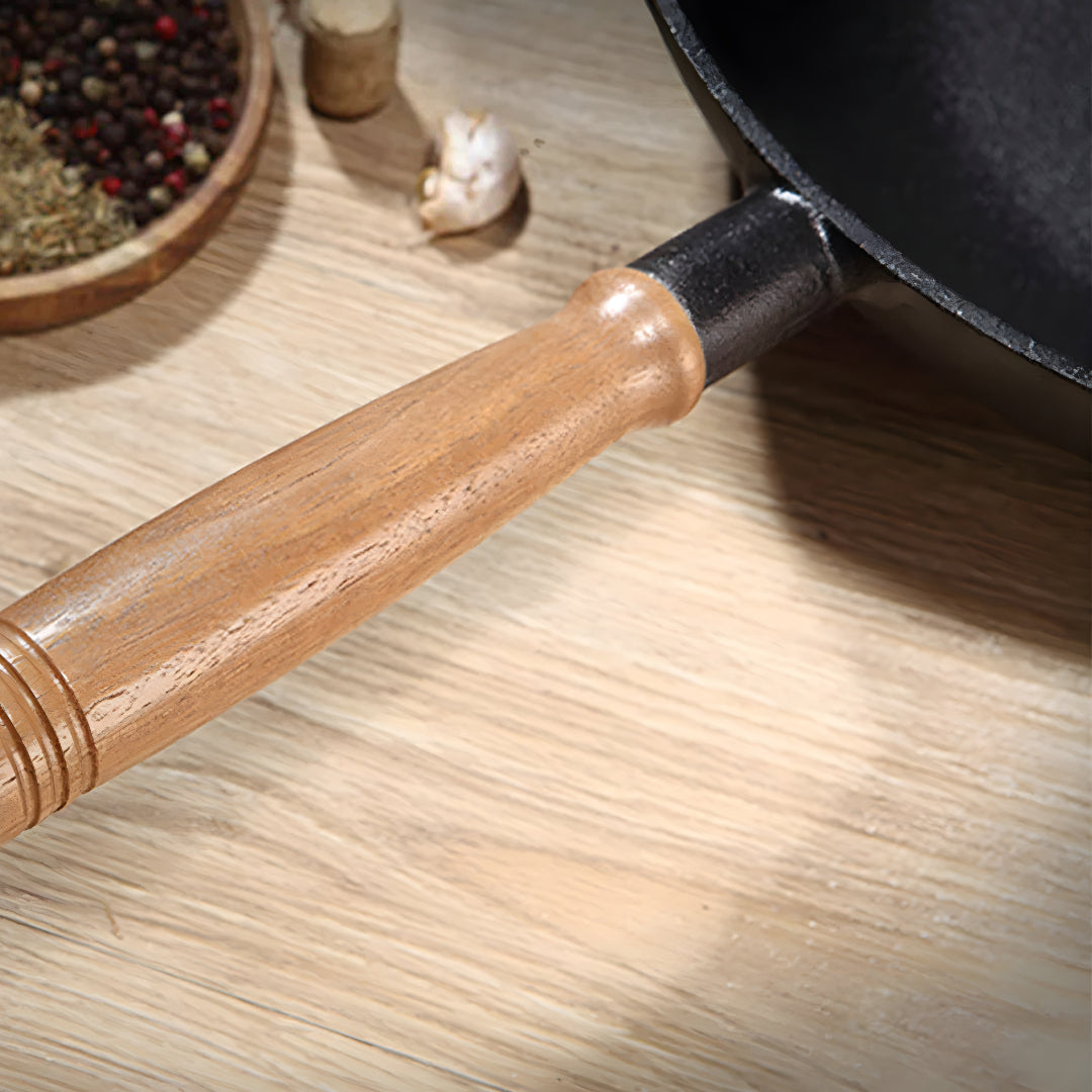 SOGA 2X 31cm Commercial Cast Iron Wok Round Bottom FryPan Home Cooking Skillet - Cafe Supply