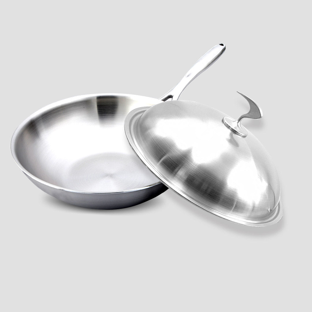 SOGA 18/10 Stainless Steel Fry Pan 32cm Frying Pan Top Grade Cooking Skillet with Lid - Cafe Supply