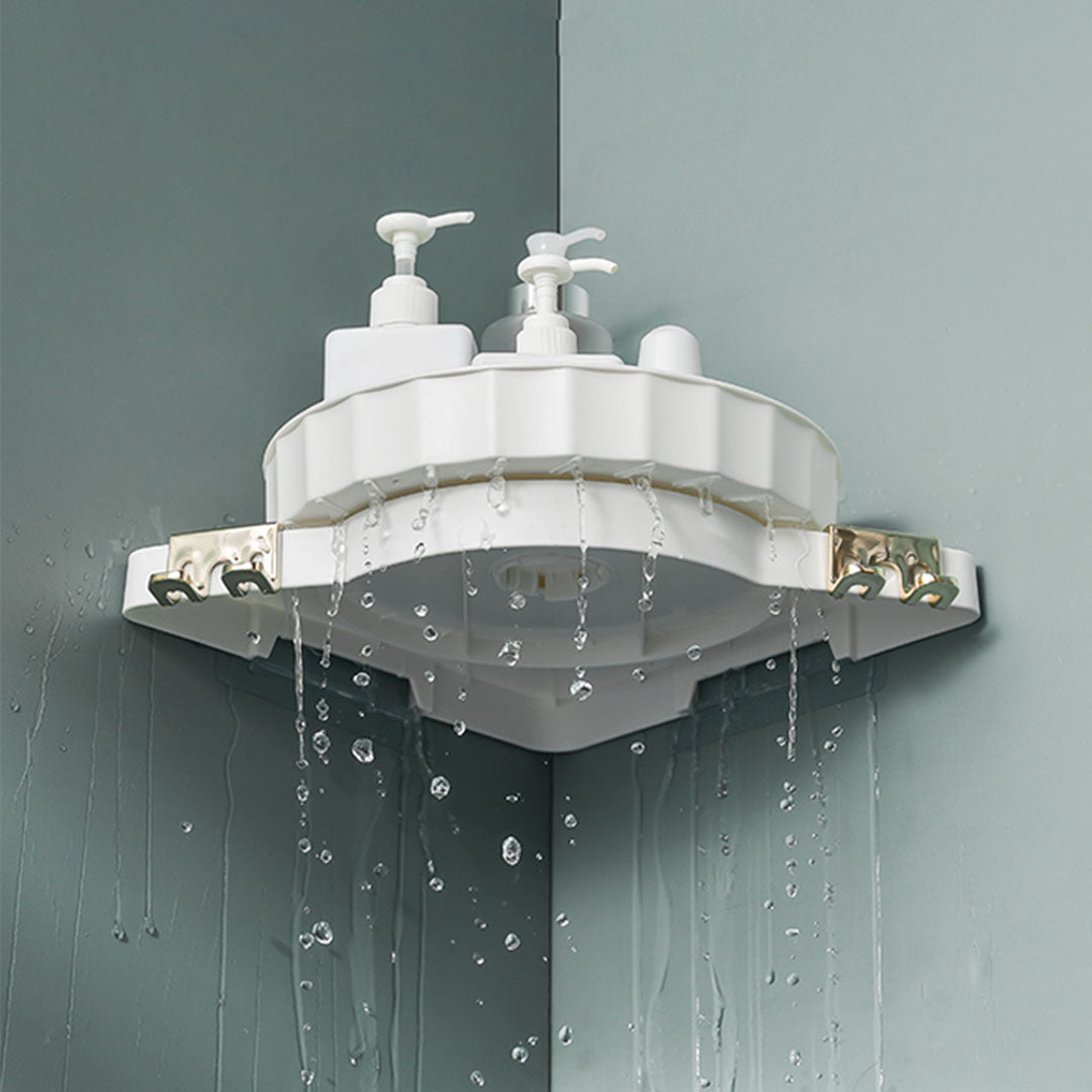 SOGA White 360 Degree Wall-Mounted Rotating Bathroom Organiser Corner Vanity Rack Toilet Adhesive Storage Shelf - Cafe Supply