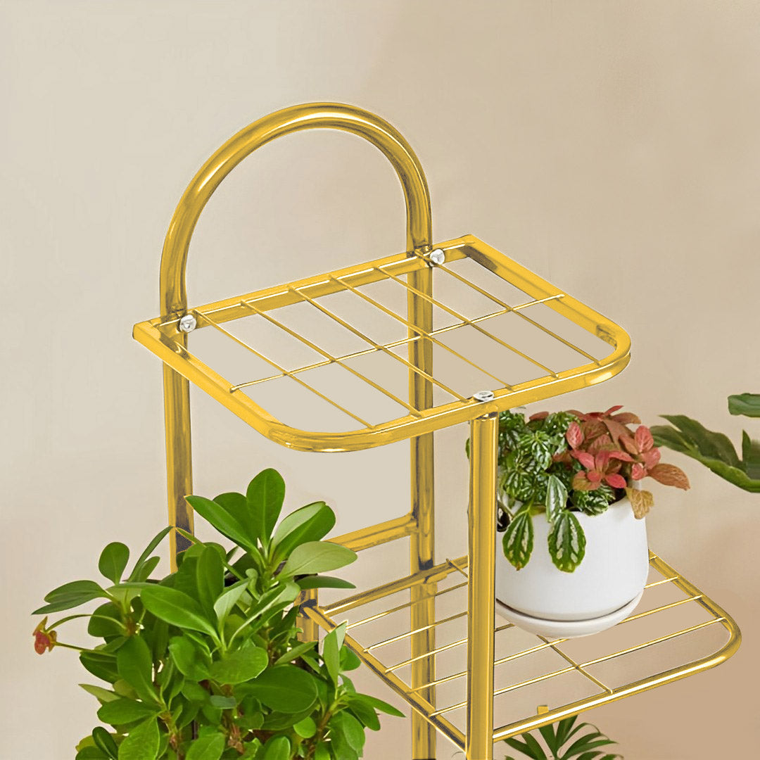 SOGA 6 Tier 7 Pots Gold Metal Plant Stand Flowerpot Display Shelf Rack Indoor Home Office Decor - Cafe Supply