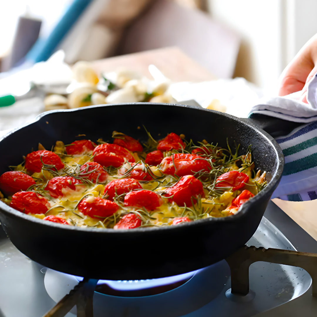 SOGA 2X 26cm Round Cast Iron Frying Pan Skillet Steak Sizzle Platter with Handle - Cafe Supply