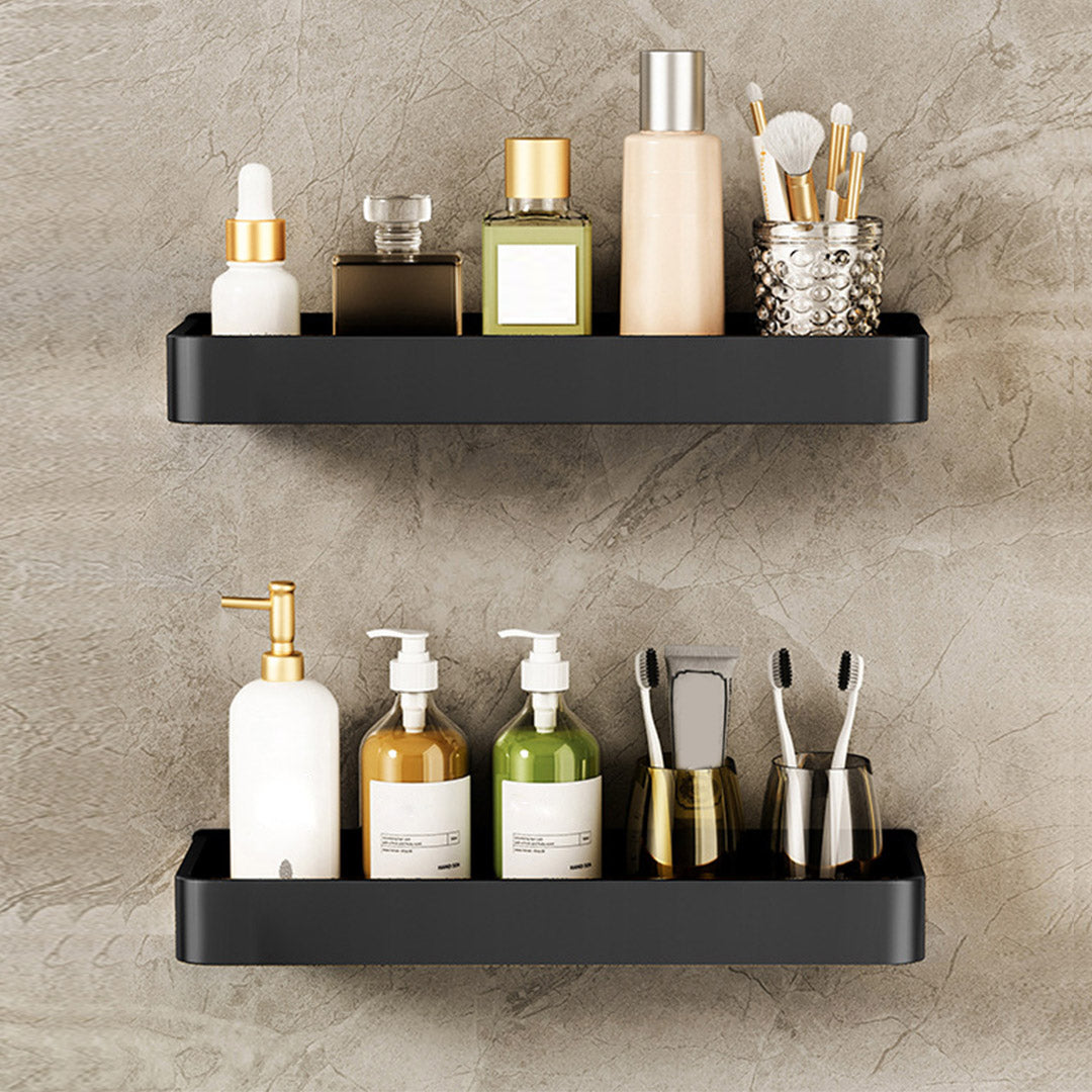 SOGA 2X 42cm Black Wall-Mounted Rectangular Kitchen Spice Storage Organiser Space Saving Condiments Shelf Rack - Cafe Supply