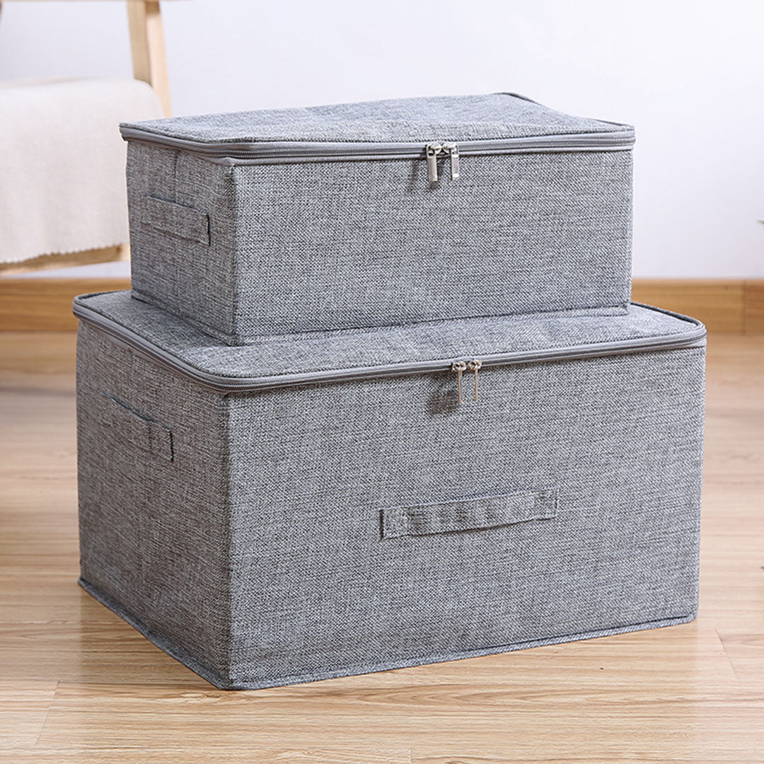 SOGA Grey Small Portable Double Zipper Storage Box Moisture Proof Clothes Basket Foldable Home Organiser - Cafe Supply