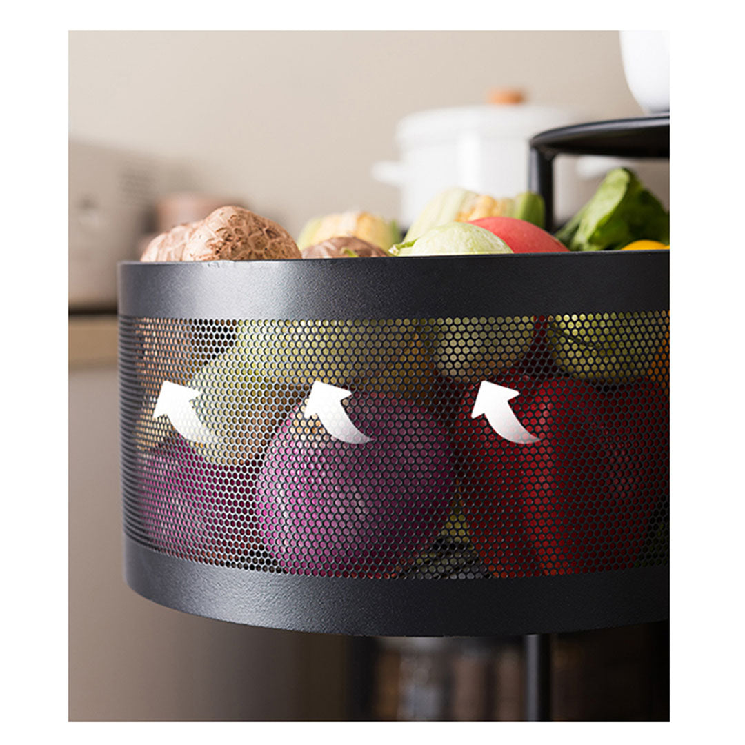 SOGA 5 Tier Steel Round Rotating Kitchen Cart Multi-Functional Shelves Portable Storage Organizer with Wheels - Cafe Supply