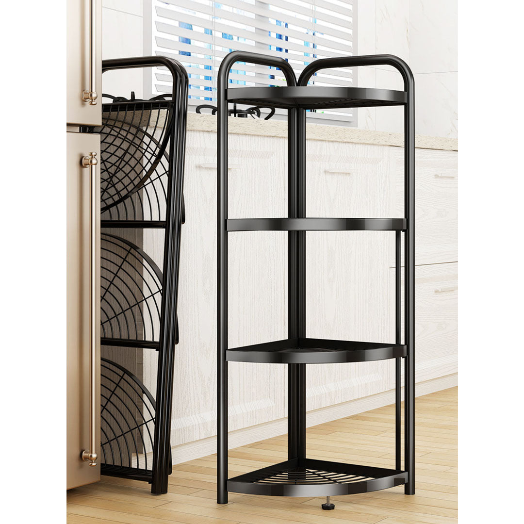 SOGA 4 Tier Steel Triangular Corner Stand Multi-Functional Shelves Portable Storage Organizer - Cafe Supply
