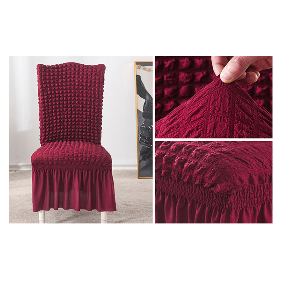 SOGA 2X Burgundy Chair Cover Seat Protector with Ruffle Skirt Stretch Slipcover Wedding Party Home Decor - Cafe Supply