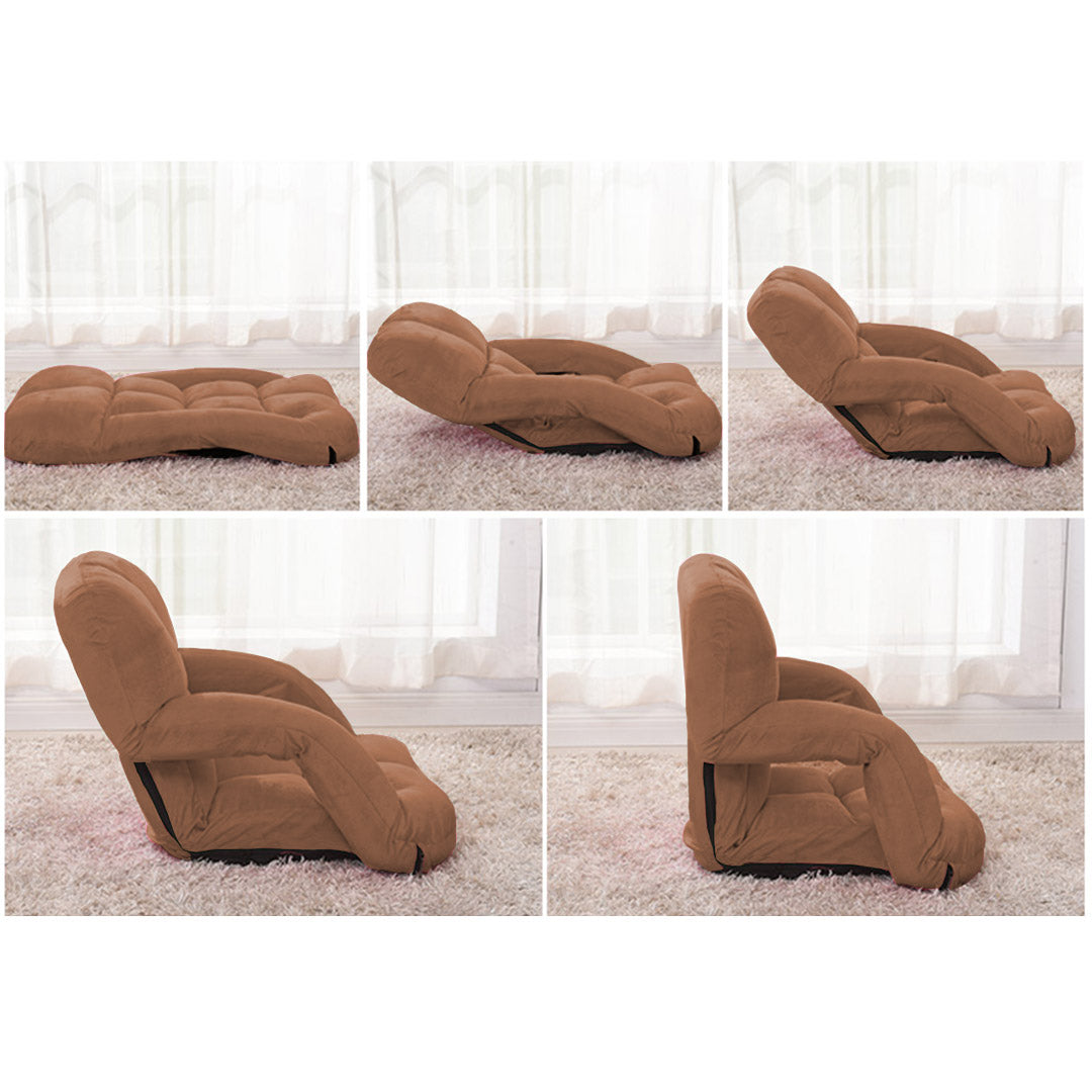 SOGA 2X Foldable Lounge Cushion Adjustable Floor Lazy Recliner Chair with Armrest Coffee - Cafe Supply