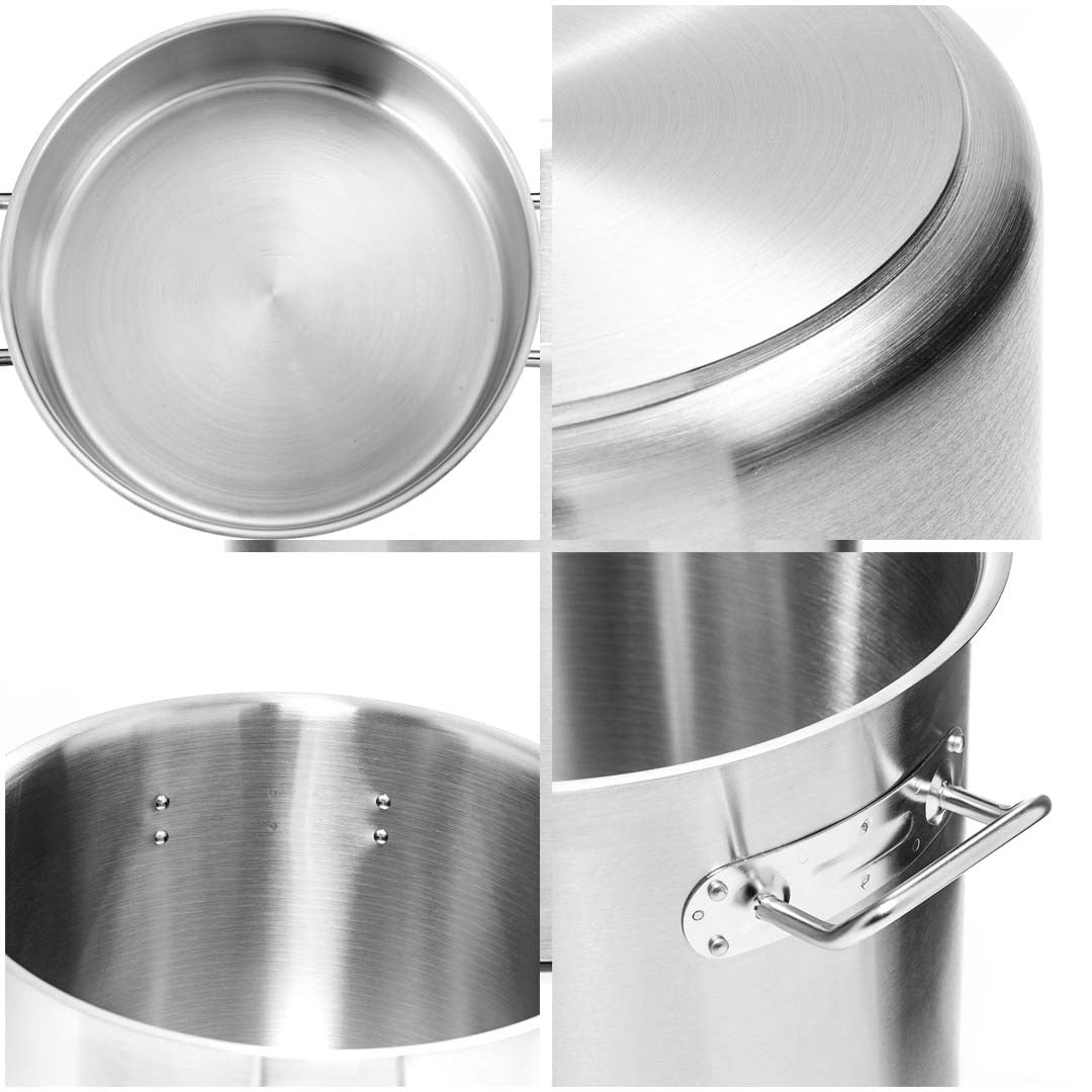 SOGA Stock Pot 23L Top Grade Thick Stainless Steel Stockpot 18/10 Without Lid - Cafe Supply