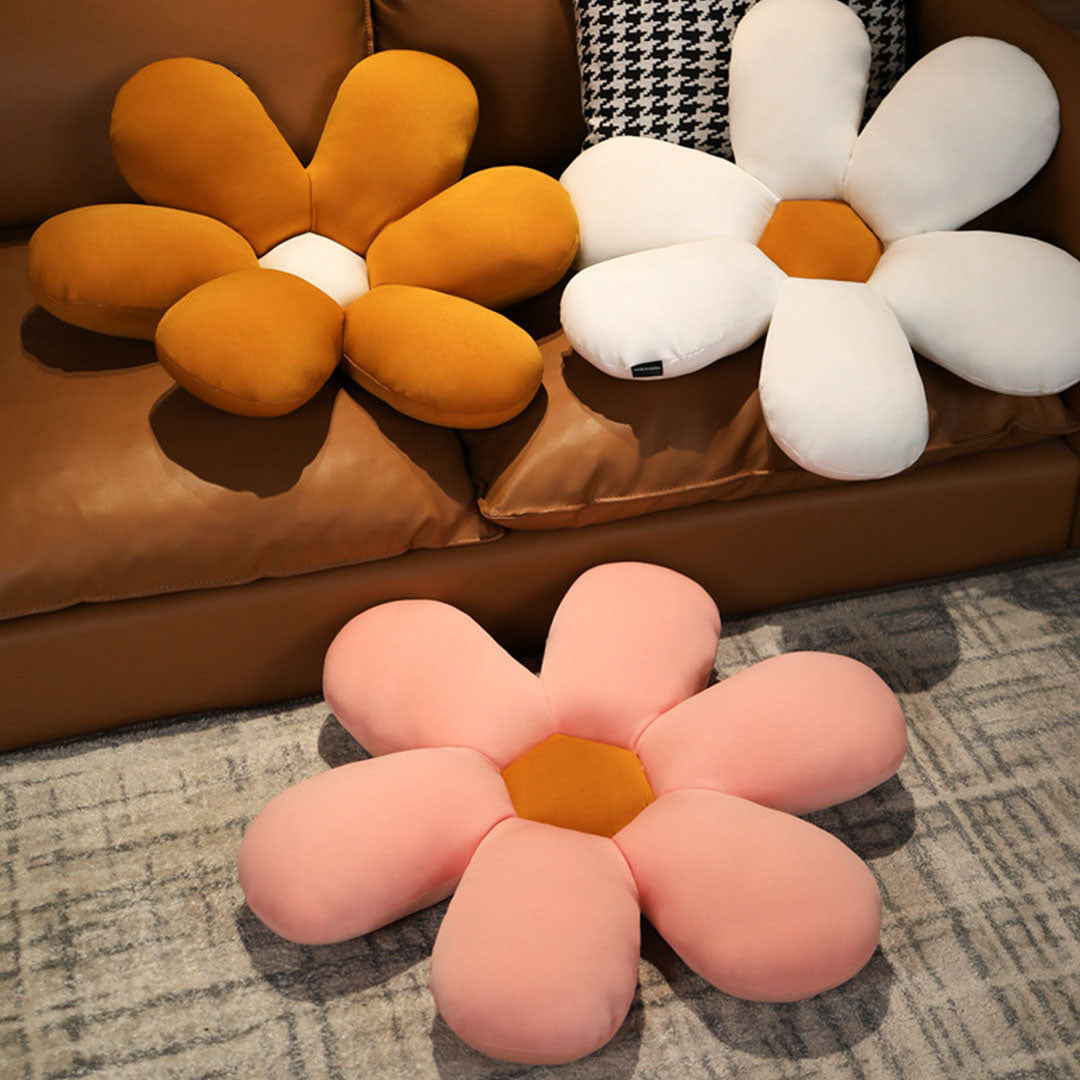 SOGA Coffee Daisy Flower Shape Cushion Soft Leaning Bedside Pad Floor Plush Pillow Home Decor - Cafe Supply