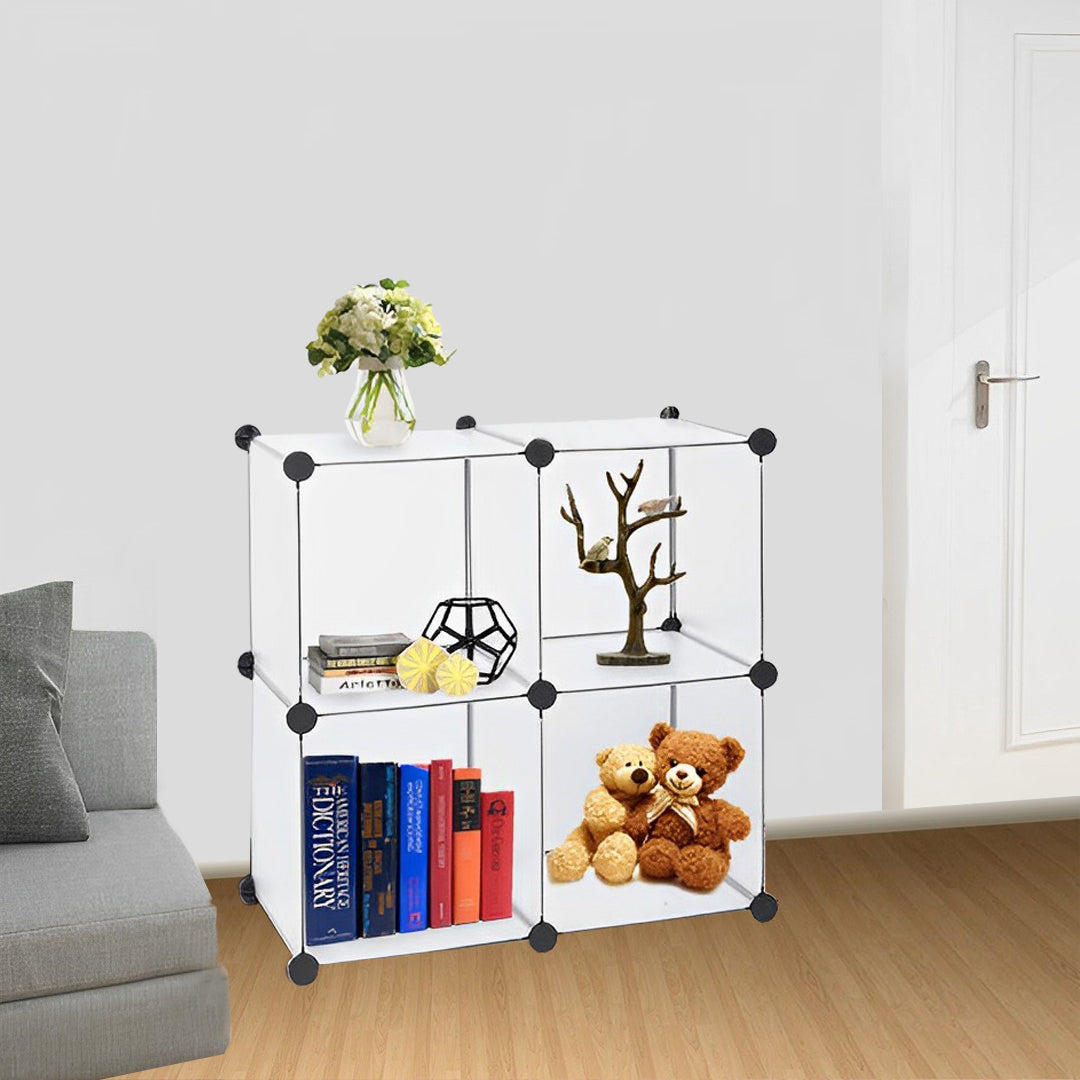SOGA 2X 4-Cube Transparent Shelf Box Portable Cubby DIY Storage Shelves Modular Closet Organiser - Cafe Supply