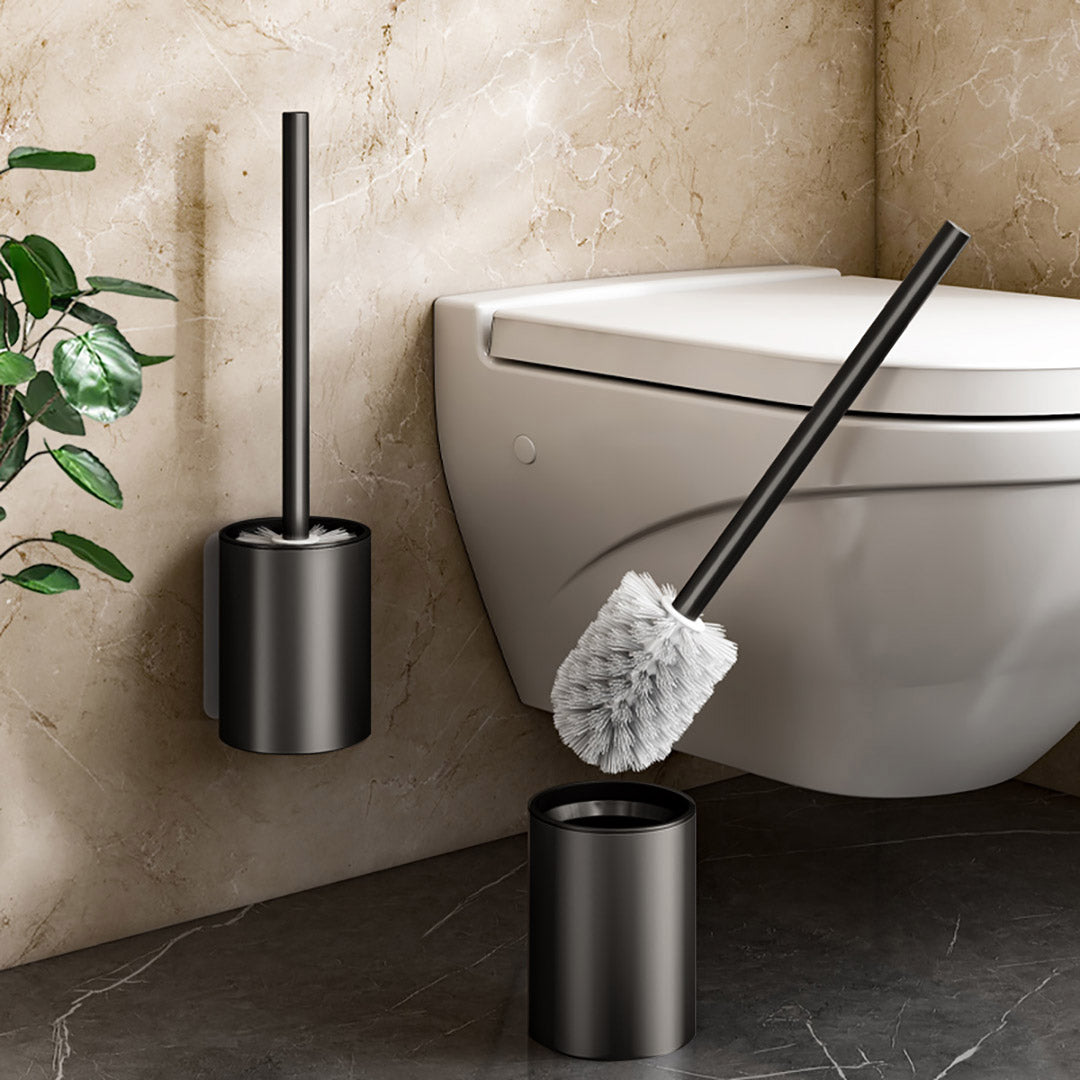 SOGA 27cm Wall-Mounted Toilet Brush with Holder Bathroom Cleaning Scrub Black - Cafe Supply