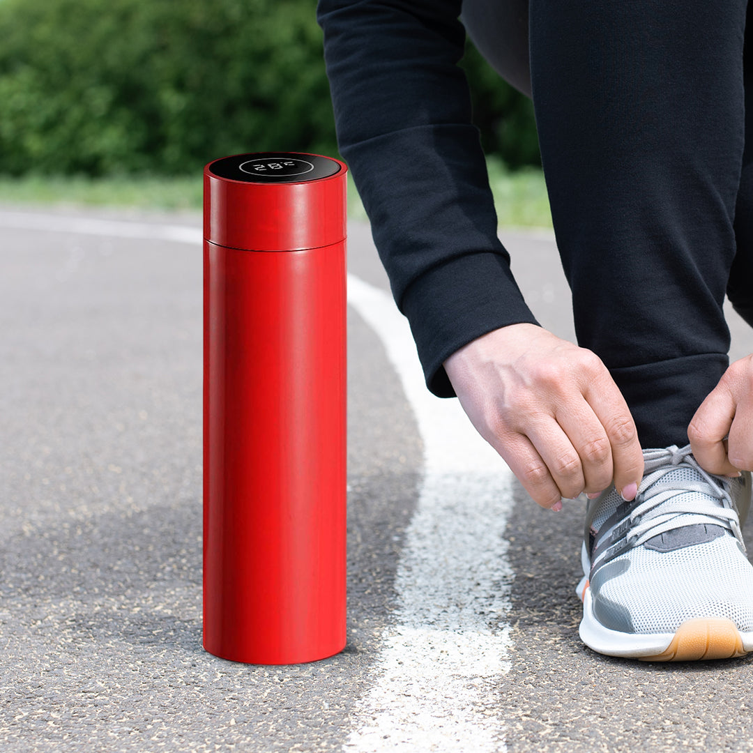 SOGA 2X 500ML Stainless Steel Smart LCD Thermometer Display Bottle Vacuum Flask Thermos Red - Cafe Supply