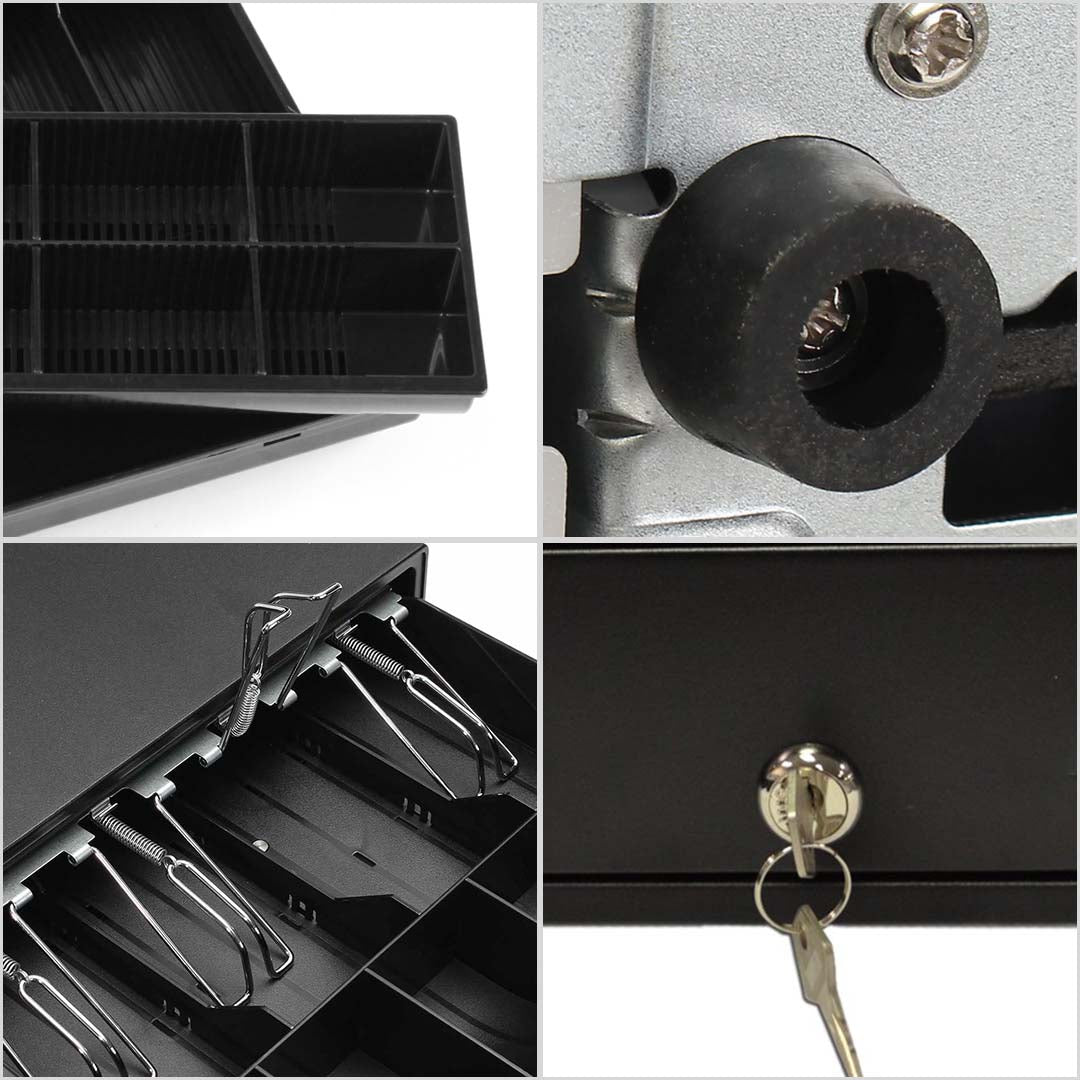 SOGA 2X Black Heavy Duty Cash Drawer Electronic 4 Bills 8 Coins Cheque Slot Tray Pos 410 - Cafe Supply