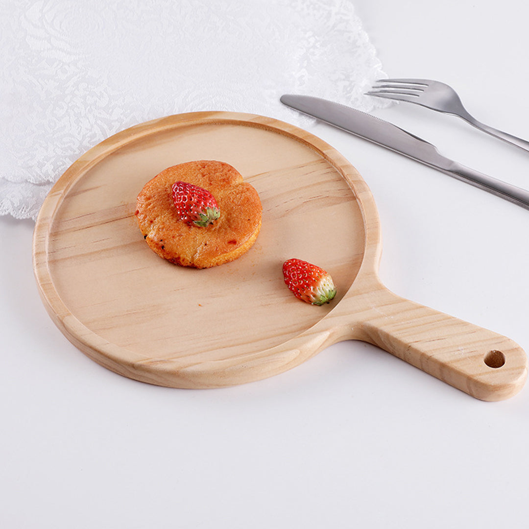 SOGA 2X 9 inch Round Premium Wooden Pine Food Serving Tray Charcuterie Board Paddle Home Decor - Cafe Supply