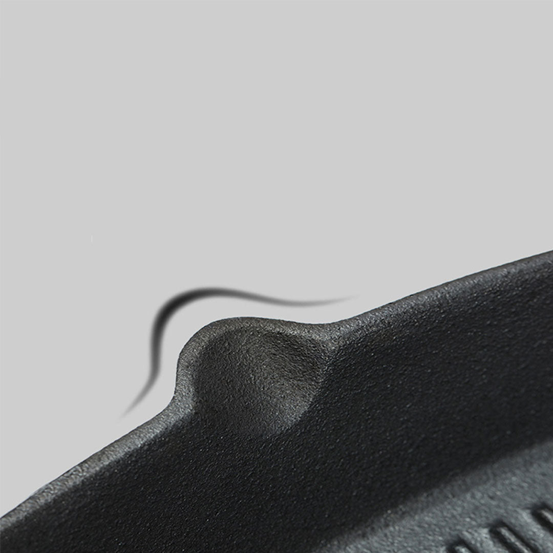 SOGA 26cm Square Ribbed Cast Iron Frying Pan Skillet Steak Sizzle Platter with Handle - Cafe Supply