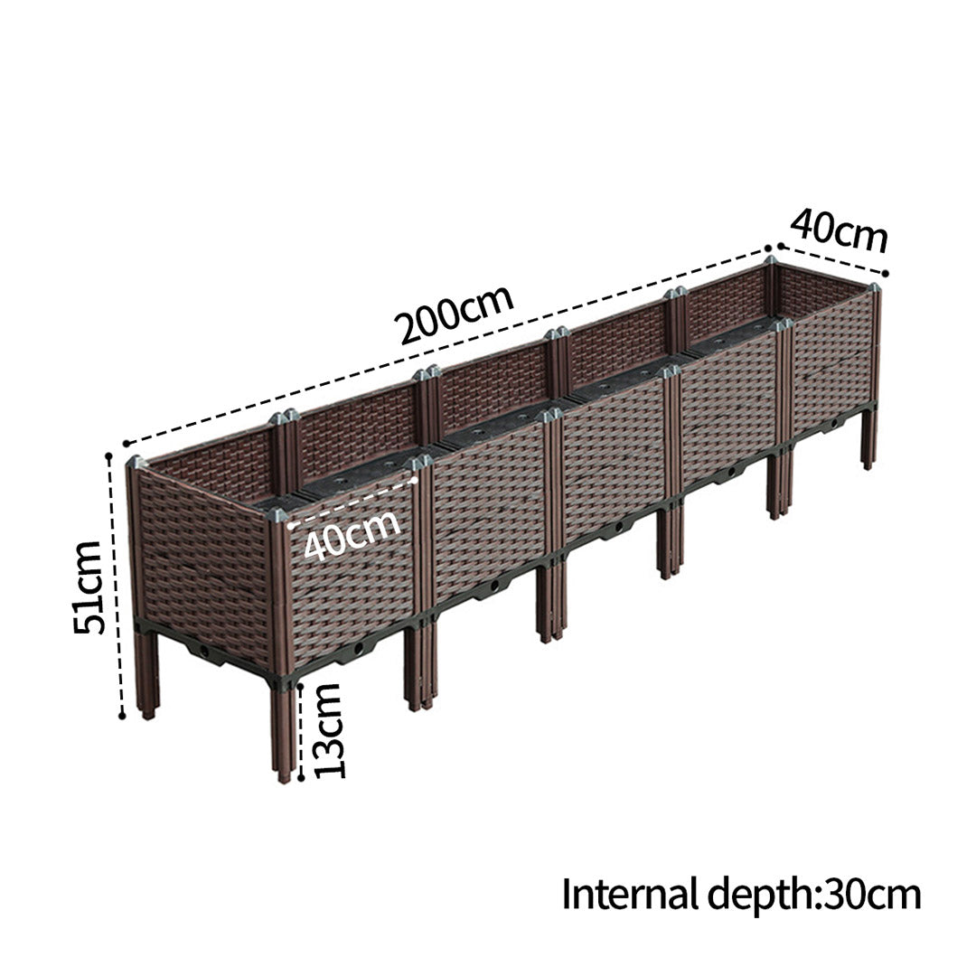 SOGA 200cm Raised Planter Box Vegetable Herb Flower Outdoor Plastic Plants Garden Bed with Legs Deepen - Cafe Supply