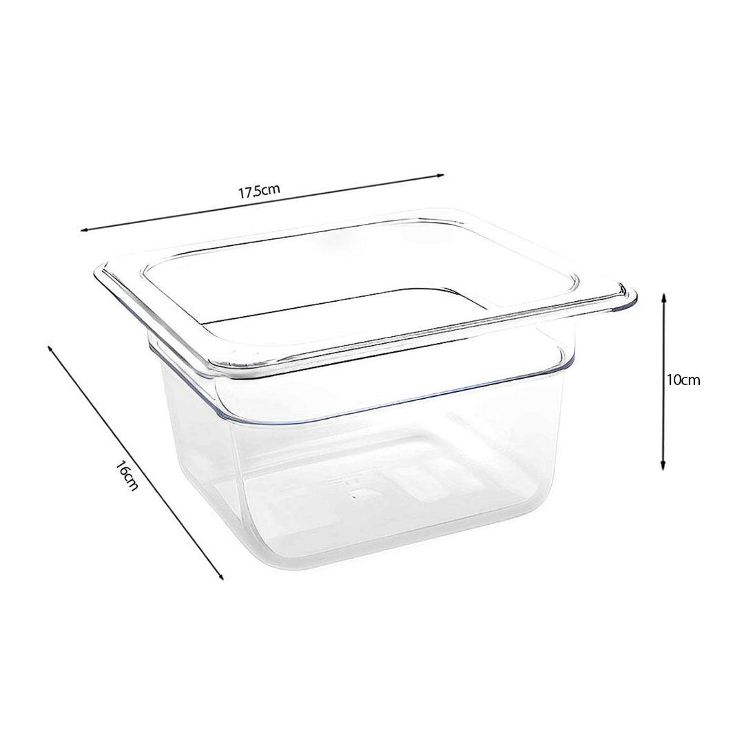 SOGA 100mm Clear Gastronorm GN Pan 1/6 Food Tray Storage Bundle of 6 - Cafe Supply