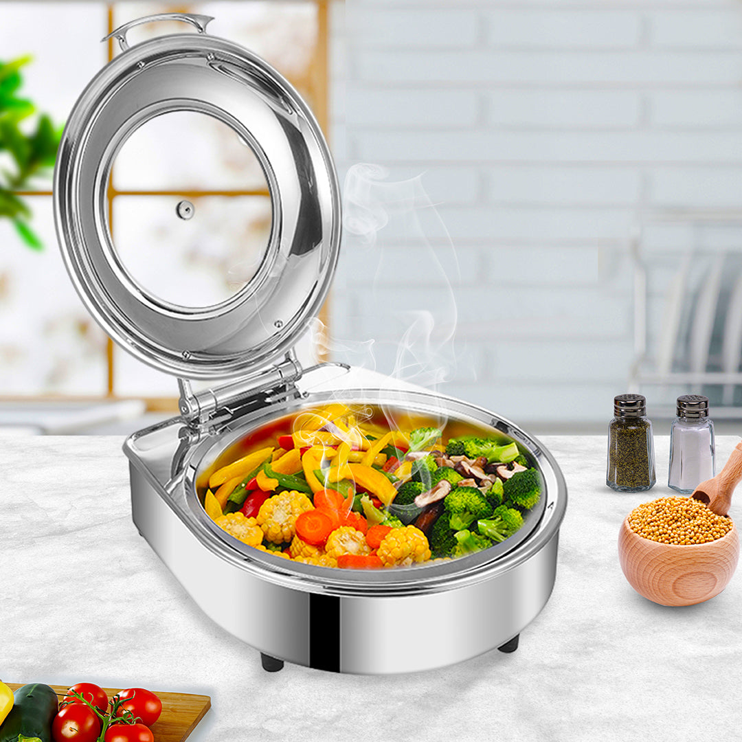 SOGA Stainless Steel Round Chafing Dish Tray Buffet Cater Food Warmer Chafer with Top Lid - Cafe Supply
