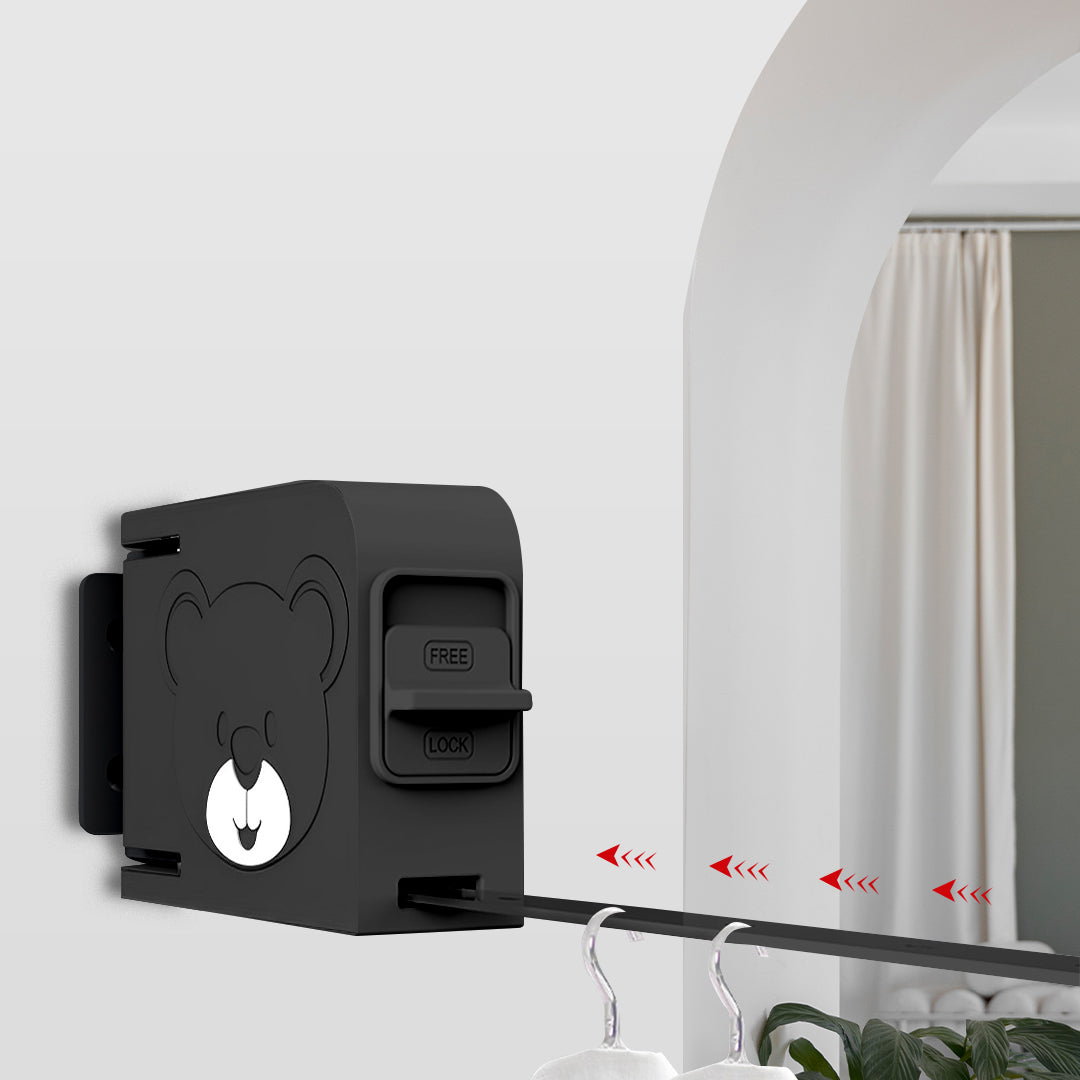 SOGA 2X 160mm Wall-Mounted Clothes Line Dry Rack Retractable Space-Saving Foldable Hanger Black - Cafe Supply