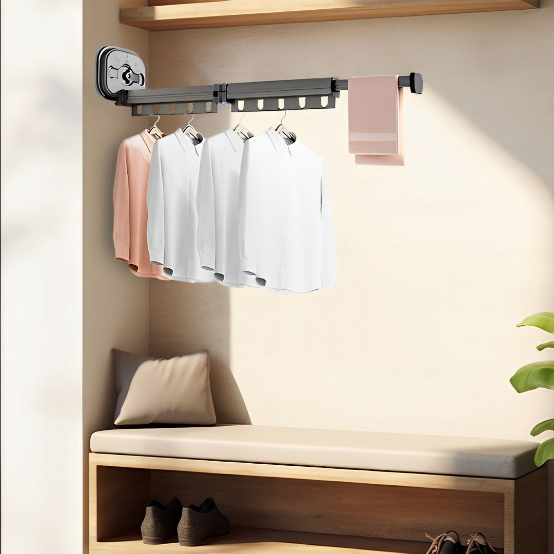 SOGA 2X 93.2cm Wall-Mounted Clothing Dry Rack Retractable Space-Saving Foldable Hanger - Cafe Supply