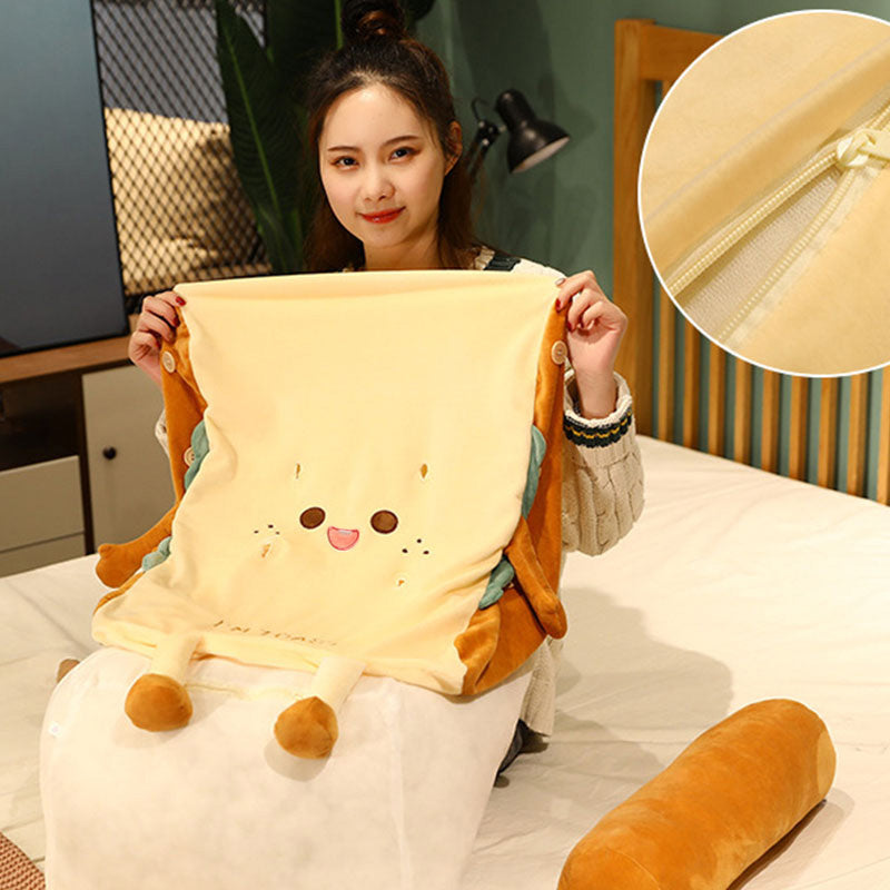 SOGA 2X Cute Face Toast Bread Wedge Cushion Stuffed Plush Cartoon Back Support Pillow Home Decor - Cafe Supply
