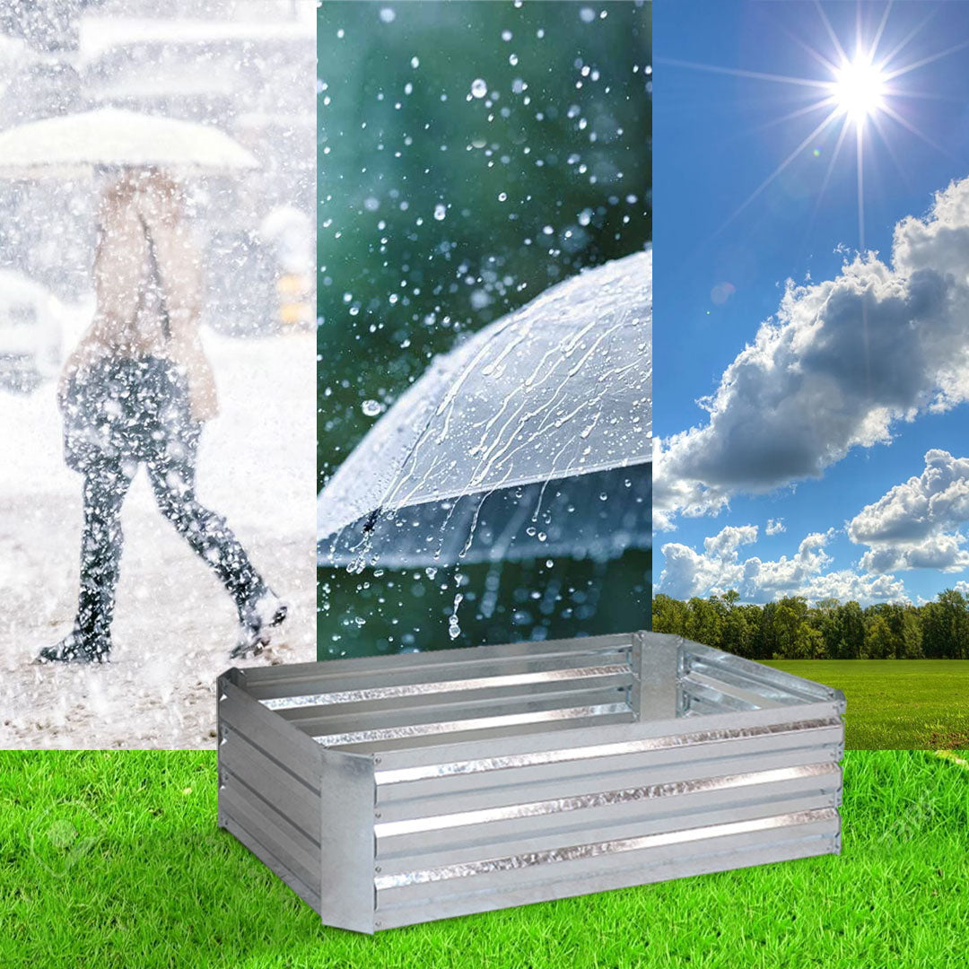 SOGA 2X 120cm Rectangle Galvanised Raised Garden Bed Vegetable Herb Flower Outdoor Planter Box - Cafe Supply