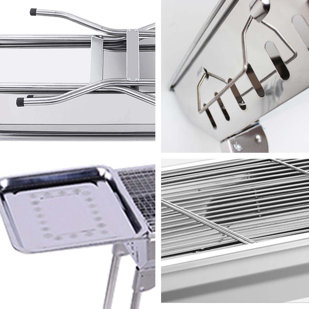 SOGA 2X Skewers Grill with Side Tray Portable Stainless Steel Charcoal BBQ Outdoor 6-8 Persons - Cafe Supply