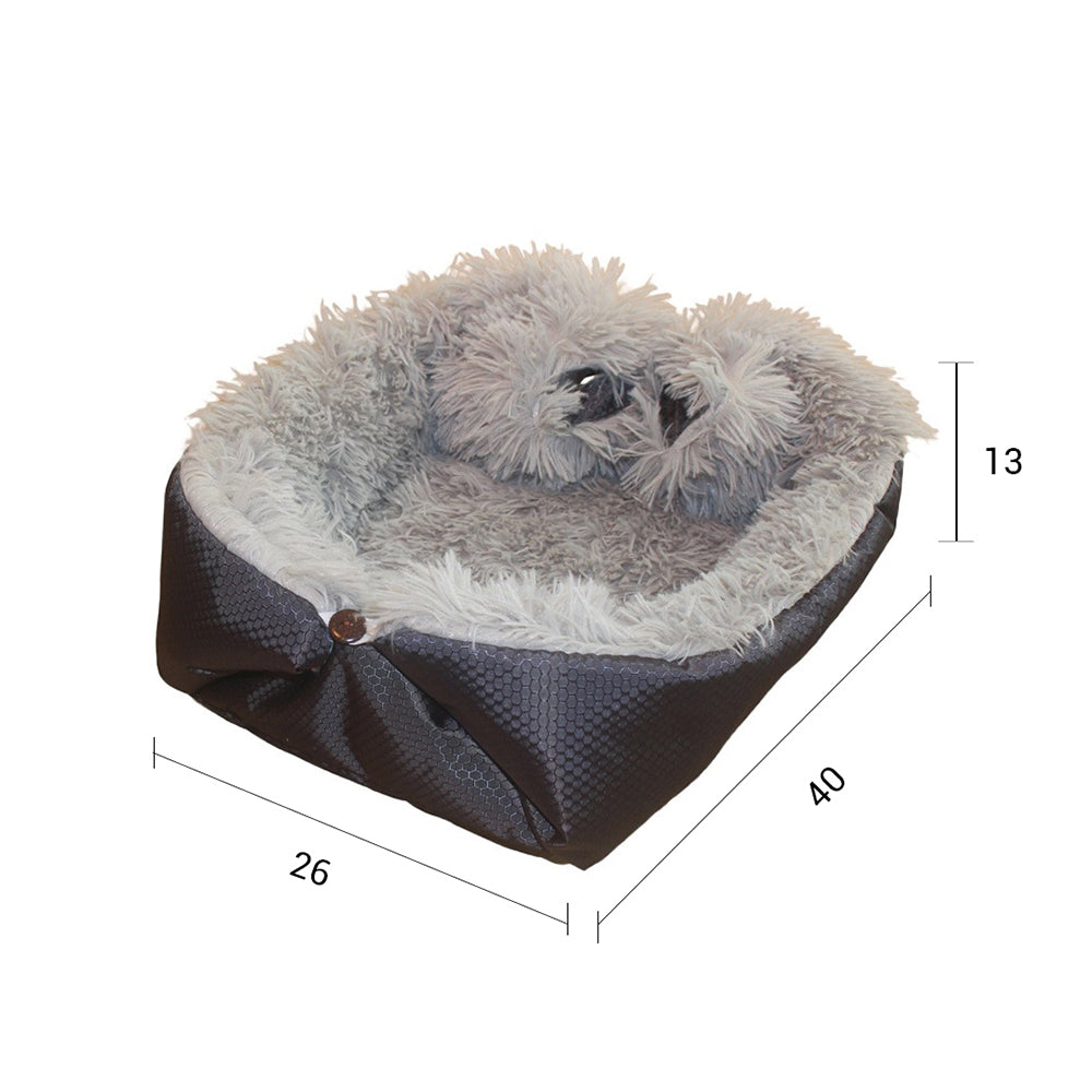 SOGA 2X Black Dual-purpose Cushion Nest Cat Dog Bed Warm Plush Kennel Mat Pet Home Travel Essentials - Cafe Supply