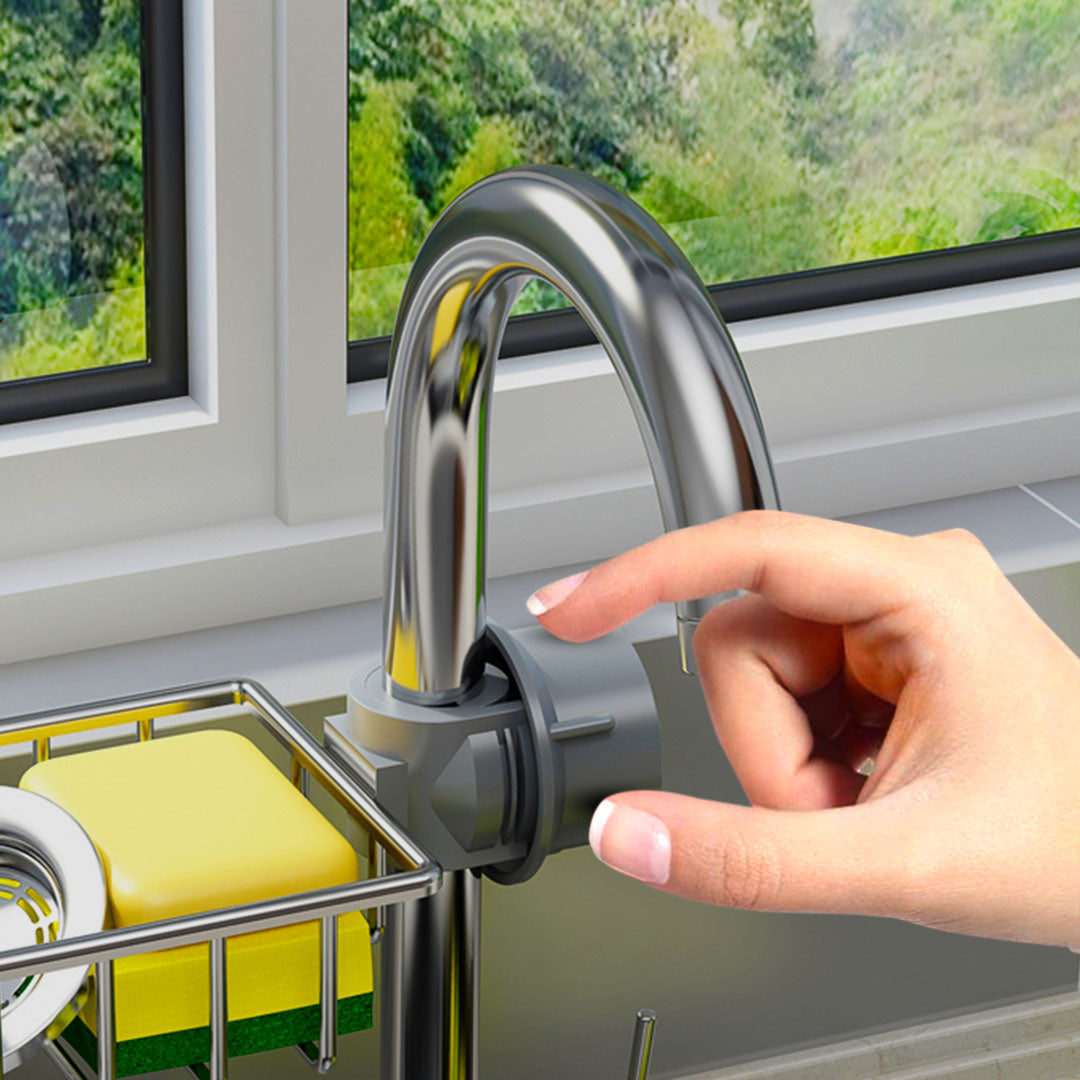 SOGA 2X Silver Single Kitchen Sink Organiser Faucet Soap Sponge Caddy Rack Storage Drainer - Cafe Supply