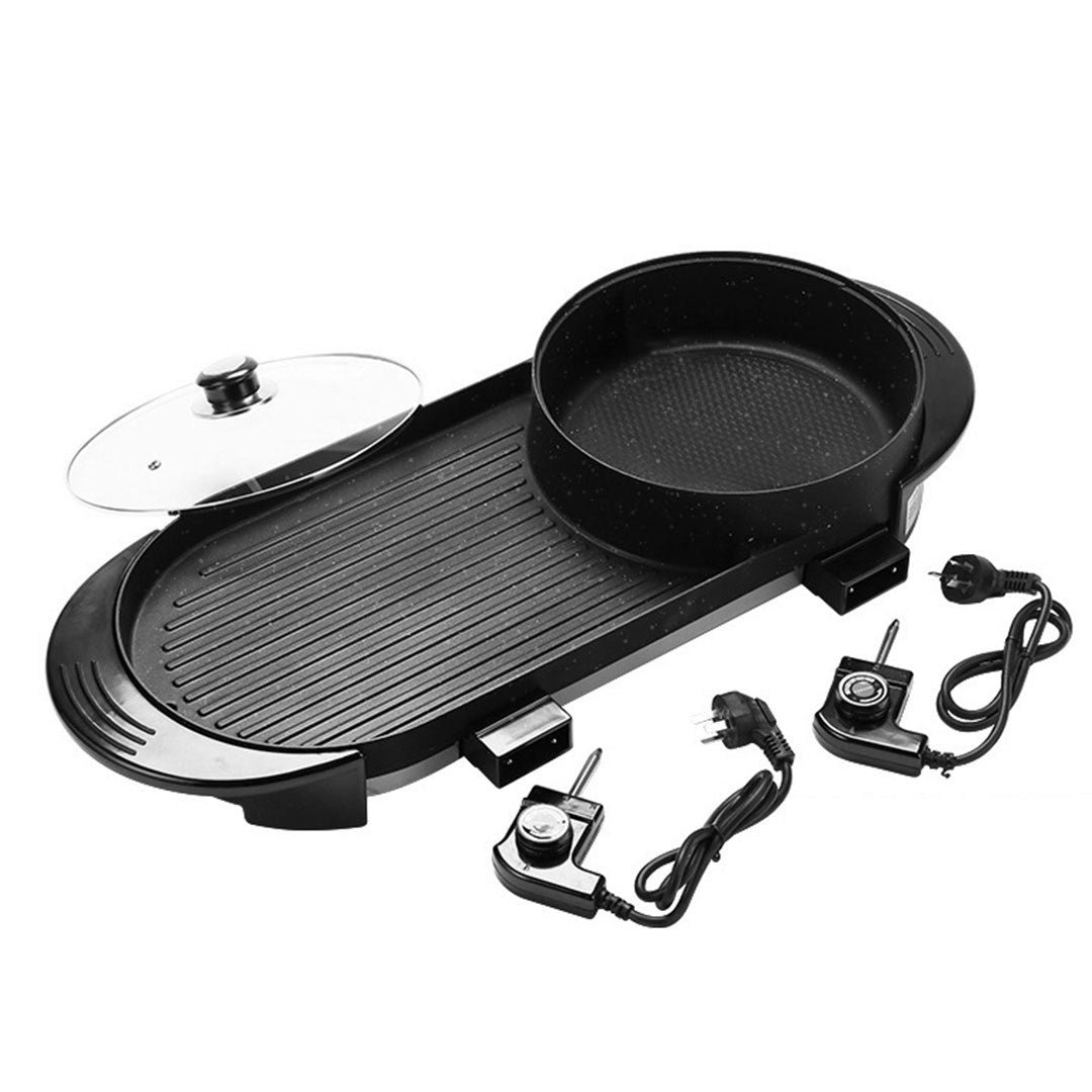SOGA 2 in 1 Electric Non-Stick BBQ Teppanyaki Grill Plate Steamboat Hotpot 2-8 Person - Cafe Supply