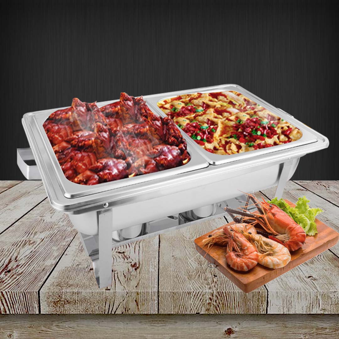 SOGA 2X 4.5L Dual Tray Stainless Steel Chafing Food Warmer Catering Dish - Cafe Supply