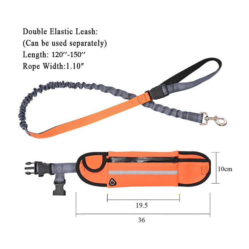 SOGA 2X Orange Adjustable Hands-Free Pet Leash Bag Dog Lead Walking Running Jogging Pet Essentials - Cafe Supply