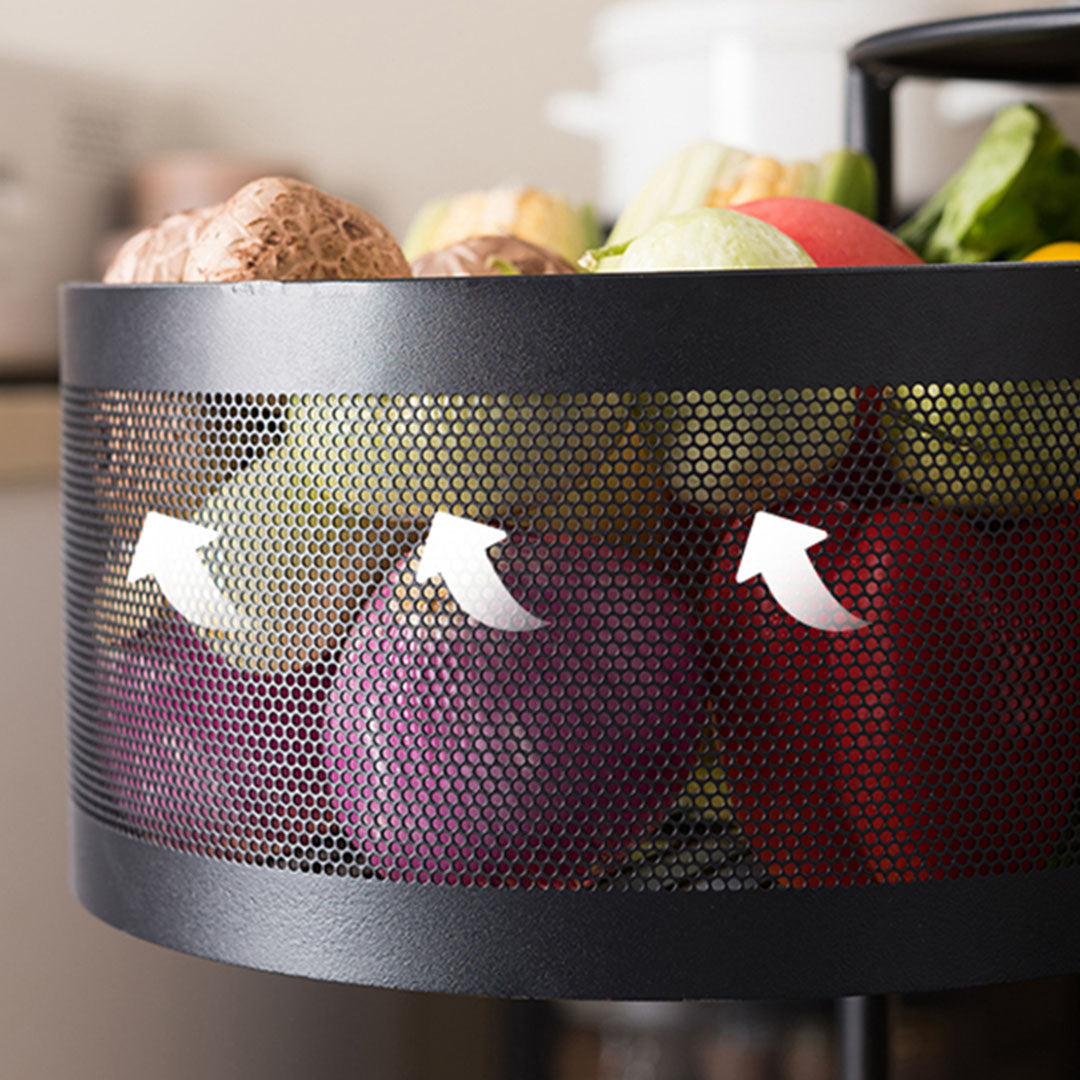 SOGA 2X 2 Tier Steel Round Rotating Kitchen Cart Multi-Functional Shelves Portable Storage Organizer with Wheels - Cafe Supply