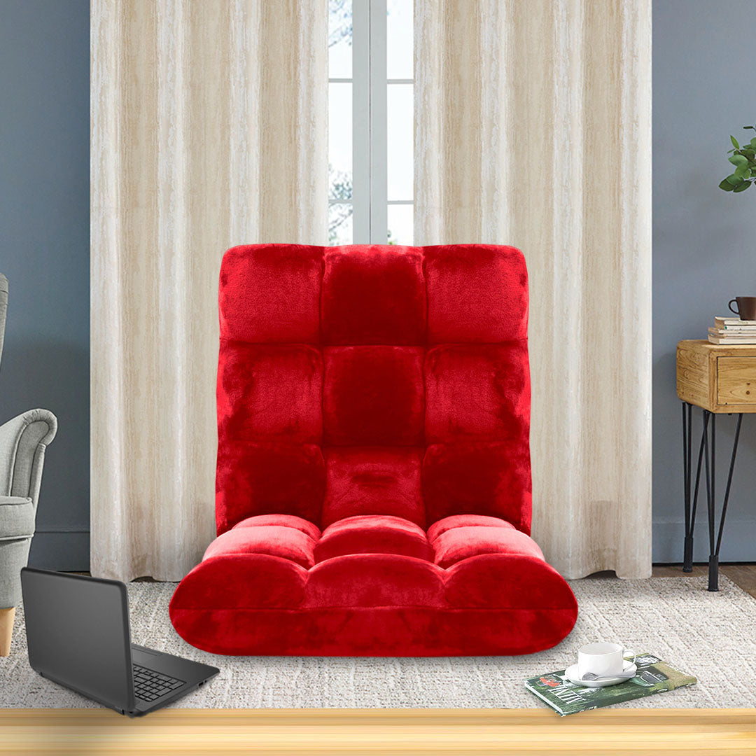 SOGA Floor Recliner Folding Lounge Sofa Futon Couch Folding Chair Cushion Red - Cafe Supply