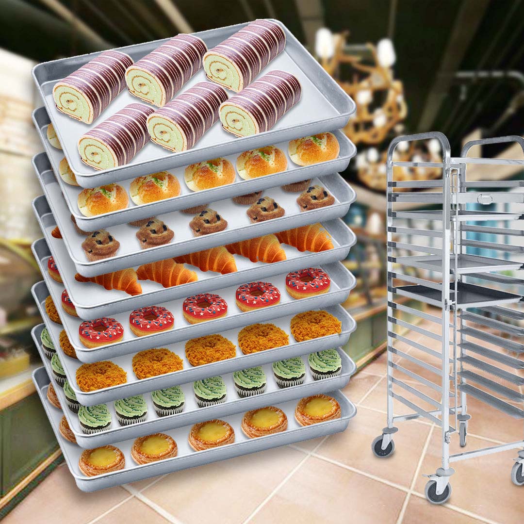 SOGA 8X Aluminium Oven Baking Pan Cooking Tray for Bakers Gastronorm 60*40*5cm - Cafe Supply