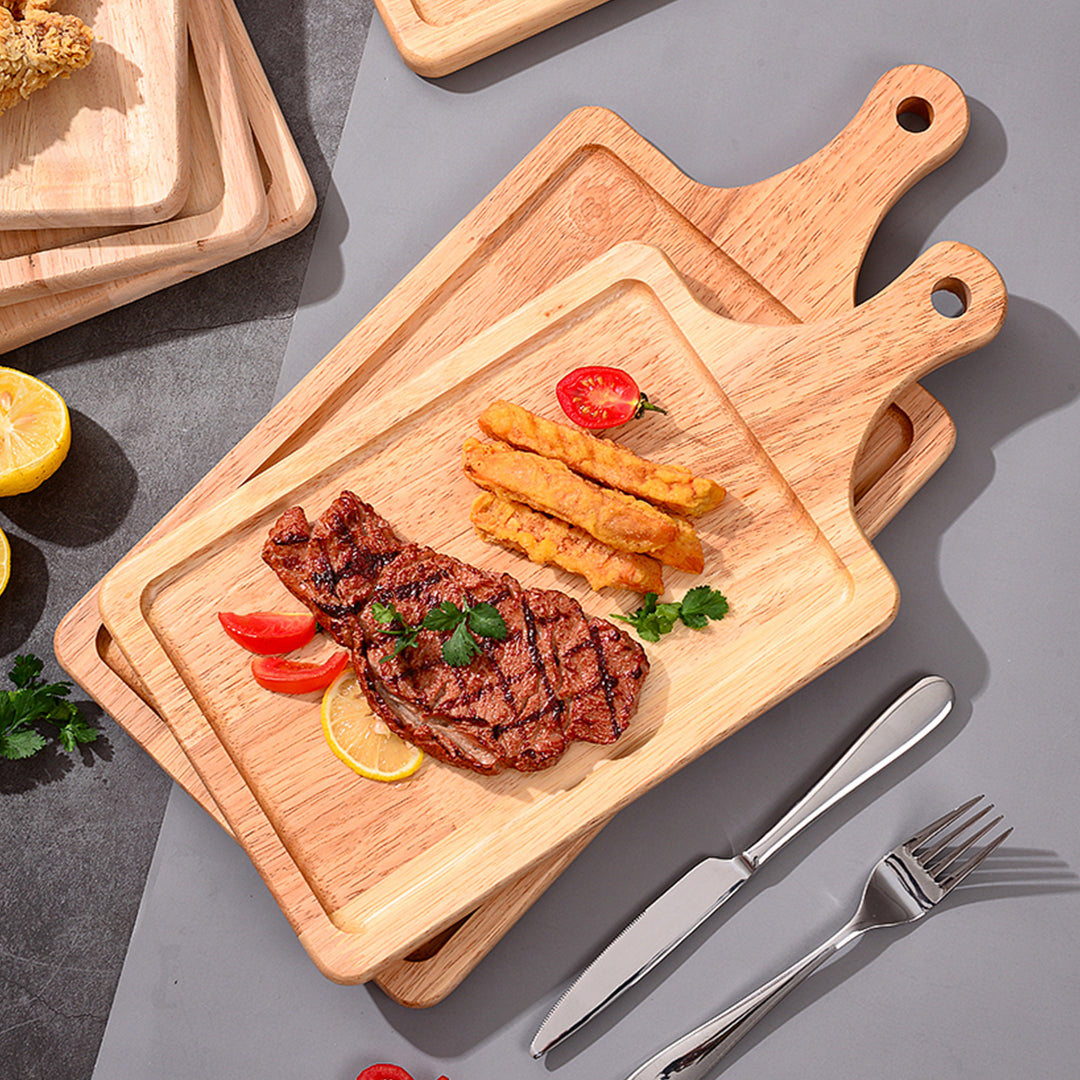 SOGA 40cm Rectangle Premium Wooden Oak Food Serving Tray Charcuterie Board Paddle Home Decor - Cafe Supply