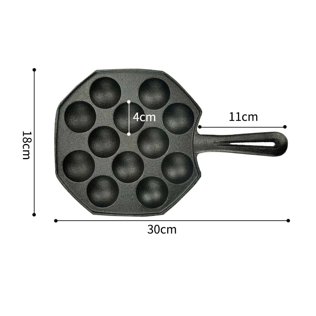 SOGA 2X 18CM Cast Iron Takoyaki Fry Pan Octopus Balls Maker 12 Hole Cavities Grill Mold - Cafe Supply