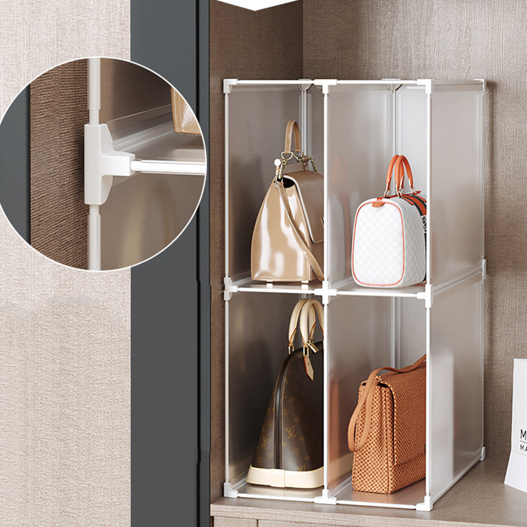 SOGA 3 Tier Multifunctional PP Plastic Bag Box Portable Cubby DIY Storage Shelves Stackable Handbag Purse Organiser - Cafe Supply