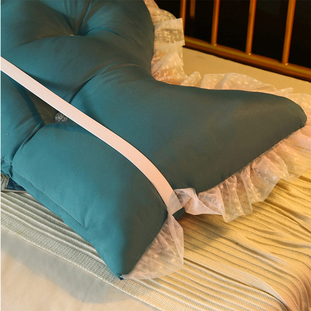 SOGA 2X 180cm Blue-Green Princess Bed Pillow Headboard Backrest Bedside Tatami Sofa Cushion with Ruffle Lace Home Decor - Cafe Supply