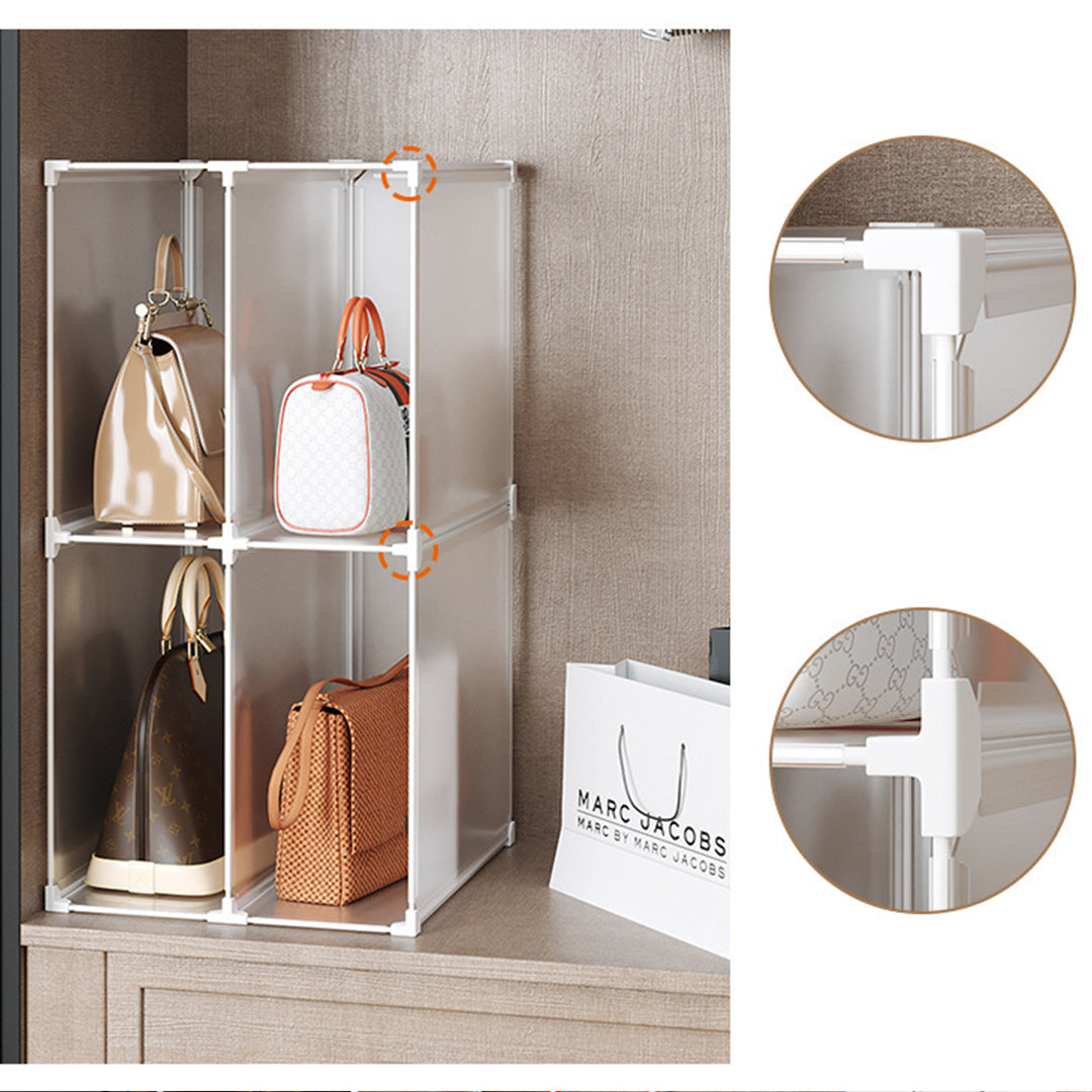 SOGA 2 Tier Multifunctional PP Plastic Bag Box Portable Cubby DIY Storage Shelves Stackable Handbag Purse Organiser - Cafe Supply